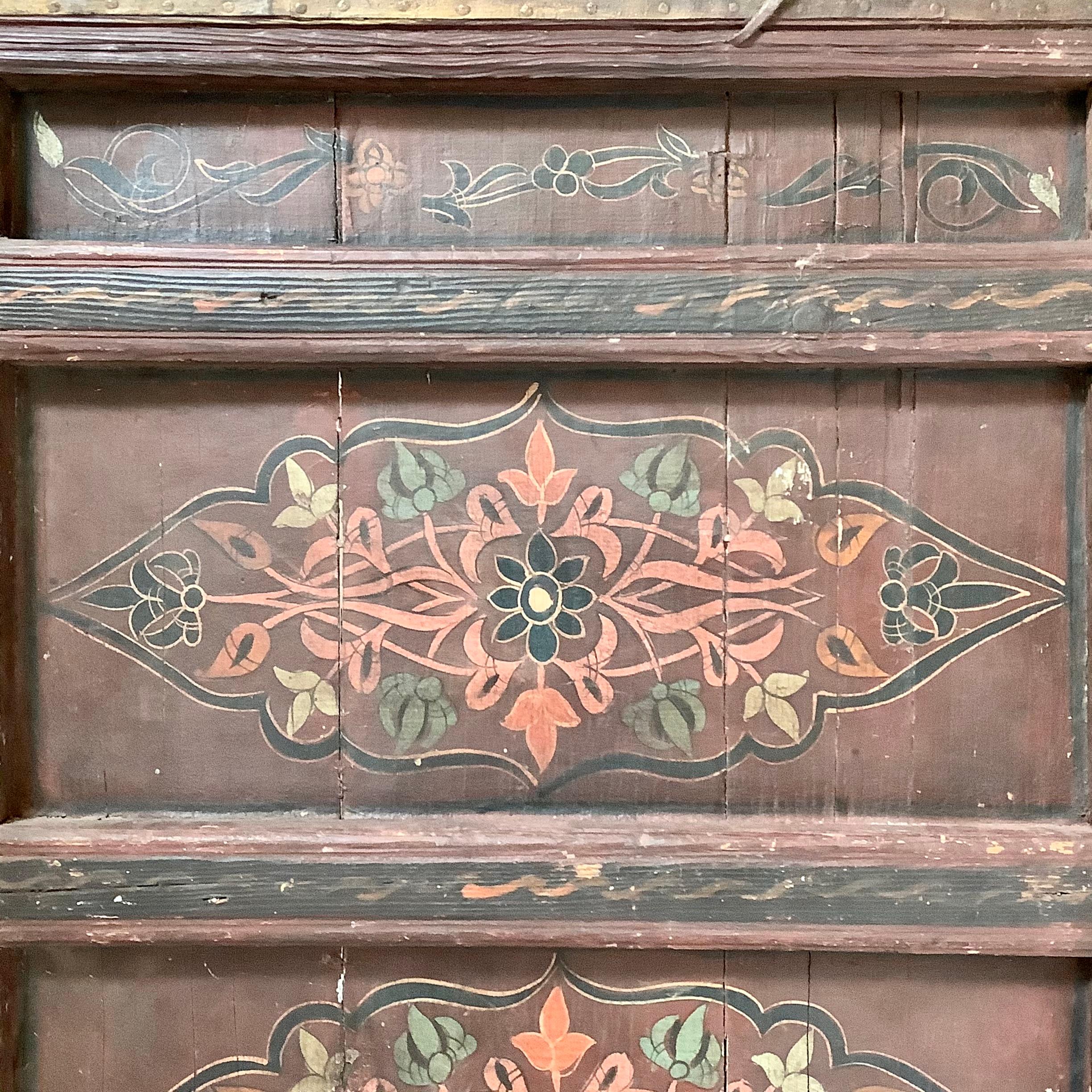 Metalwork 19th Century Hand Painted Moorish Moroccan Antique Double Doors For Sale
