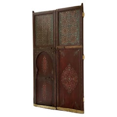 19th Century Hand Painted Moorish Moroccan Antique Double Doors