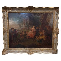 19th Century Hand Painted on Wood Rococo Style Painting