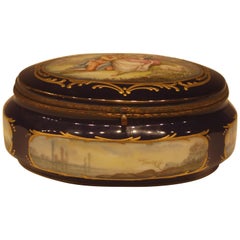 19th Century Hand Painted Oval Serves Signed Box French