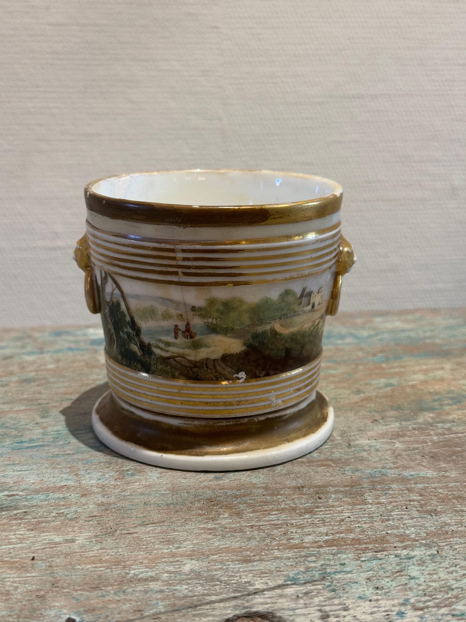 Classico americano Cachepot in porcellana dipinto a mano del XIX secolo attribuito alla fabbrica Tucker in vendita