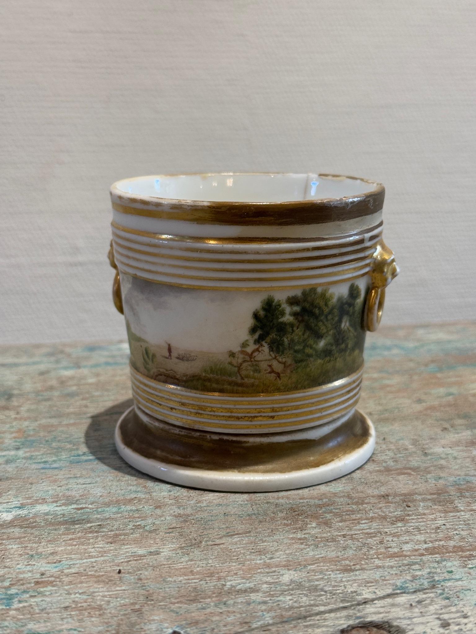 Cachepot in porcellana dipinto a mano del XIX secolo attribuito alla fabbrica Tucker in vendita 1
