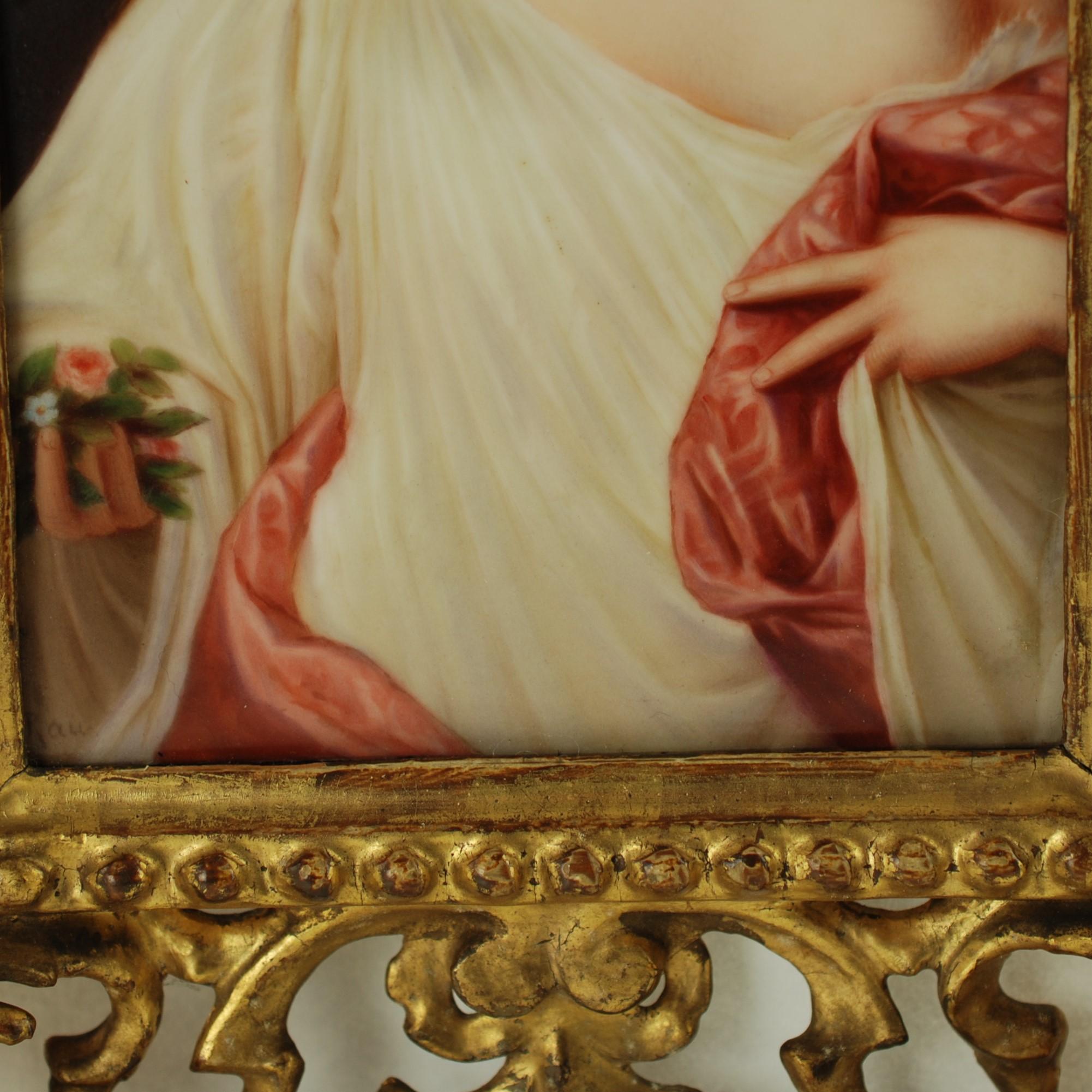 Renaissance 19th Century Hand-Painted Porcelain Plaque, 