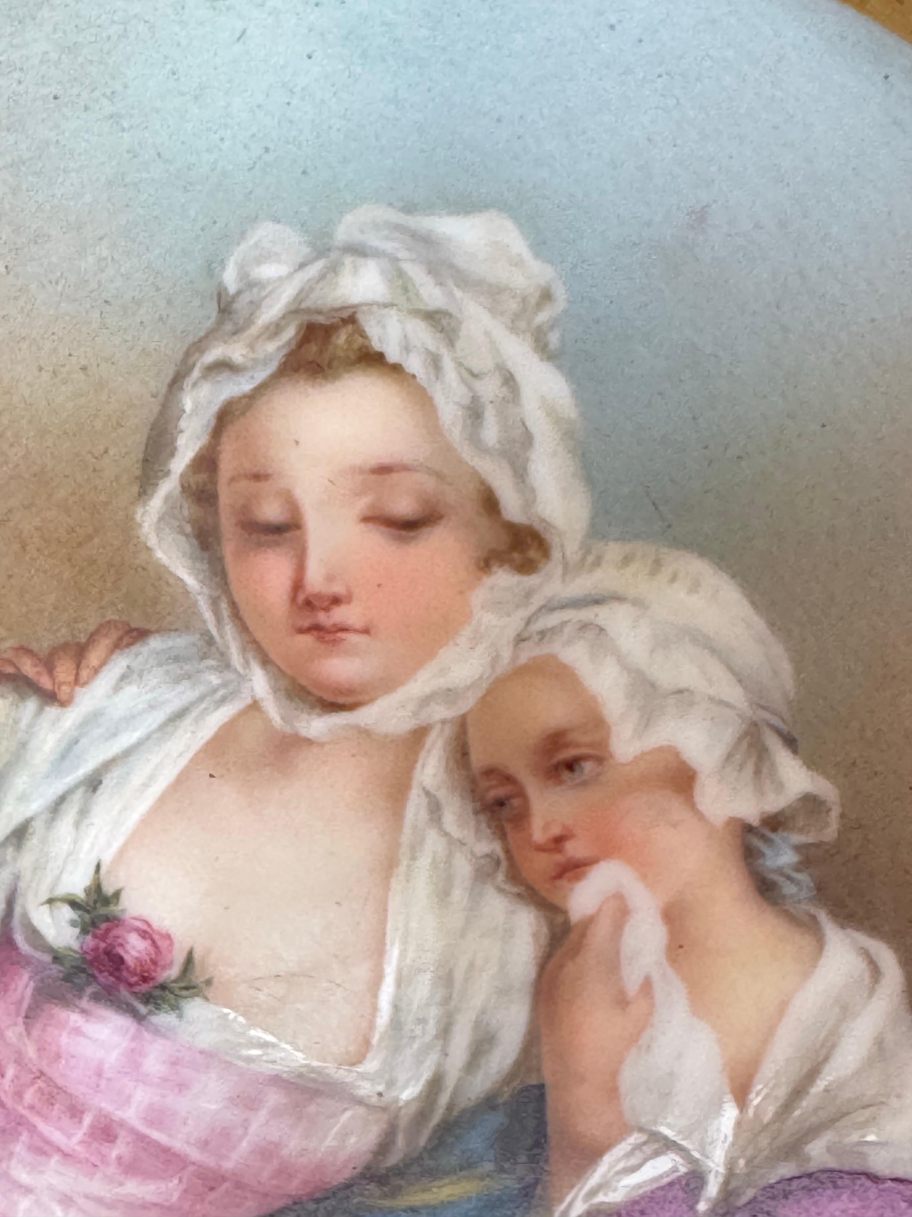 Plaque en porcelaine peinte à la main au 19e siècle, signée par Félicie Palade Bonnal Bon état - En vente à CANNES, FR