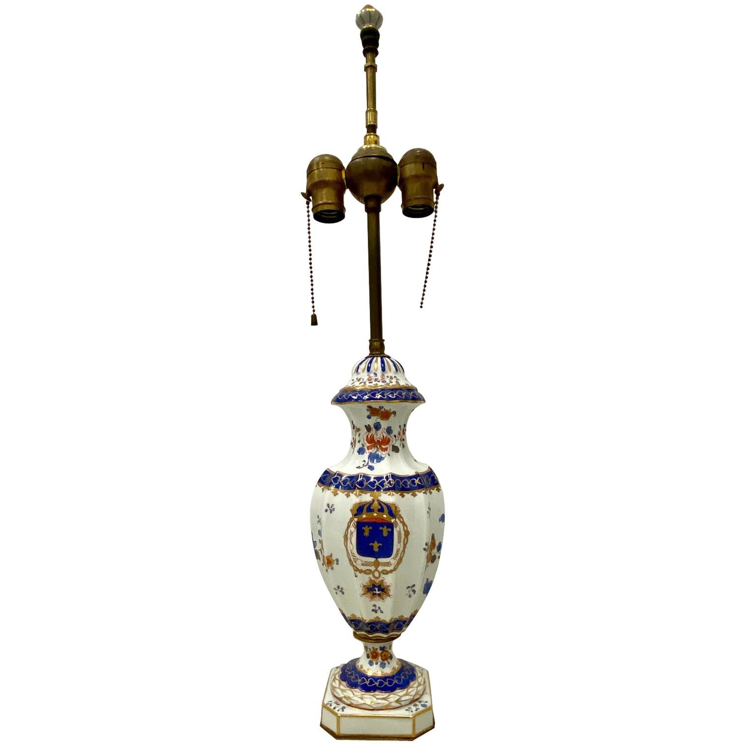19th Century Hand Painted Porcelain Urn Table Lamp