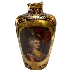 Vase d'armoire à portraits du 19e siècle peint à la main par Rosenthal
