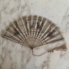 19th Century Hand-Painted Romantic Decor Fan