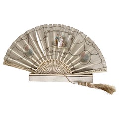 19th Century Hand-Painted Romantic Decor Fan