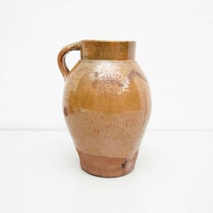 Handbemalte, rustikale, beliebte, traditionelle Keramikvase aus dem 19. Jahrhundert