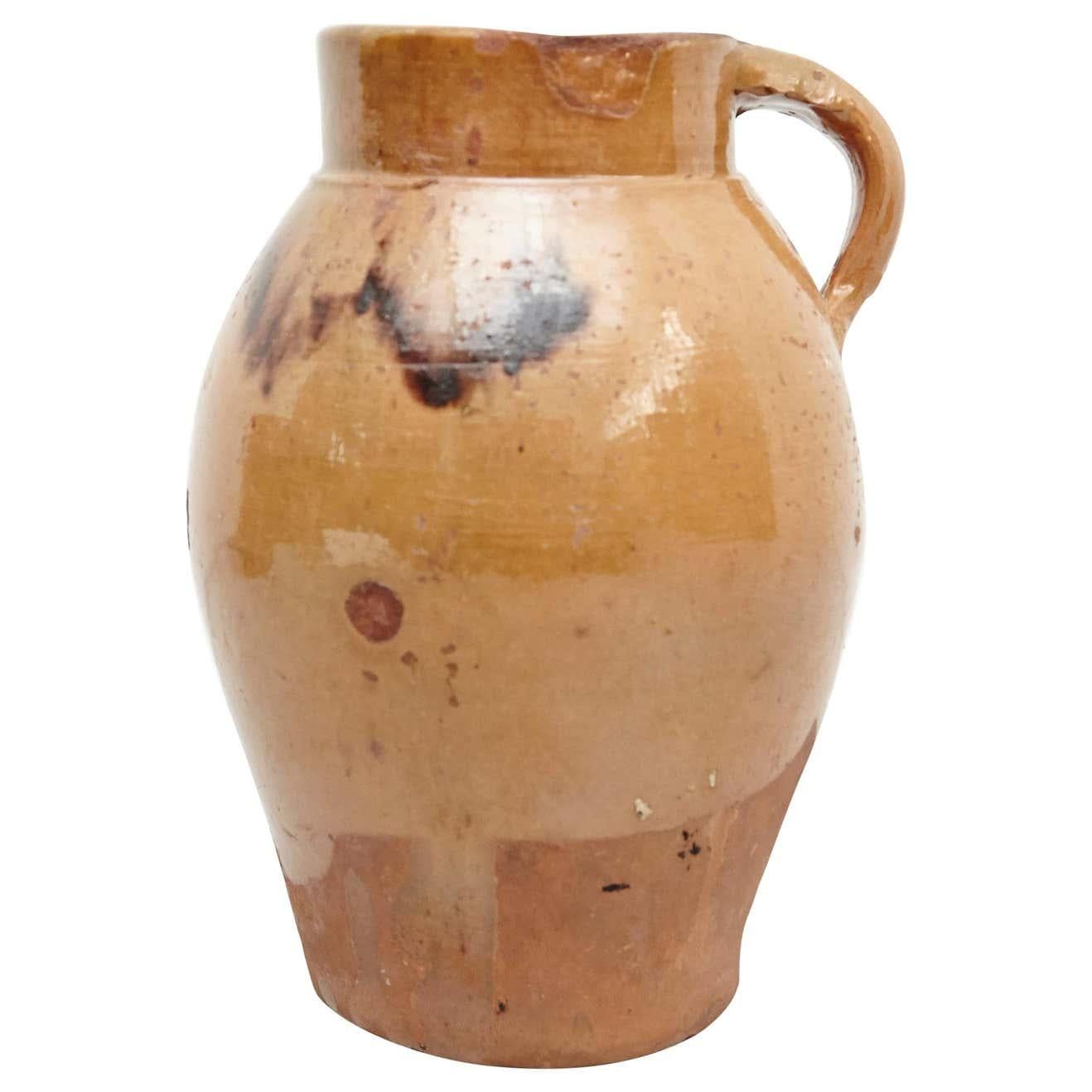 19th Century Hand Painted Rustic Popular Traditional Ceramic Vase For Sale 5