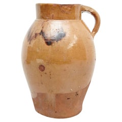 Vase en céramique traditionnelle rustique populaire peint à la main du 19ème siècle