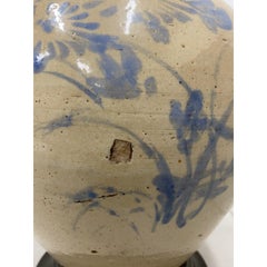 Lampada da tavolo in gres dipinto a mano del XIX secolo