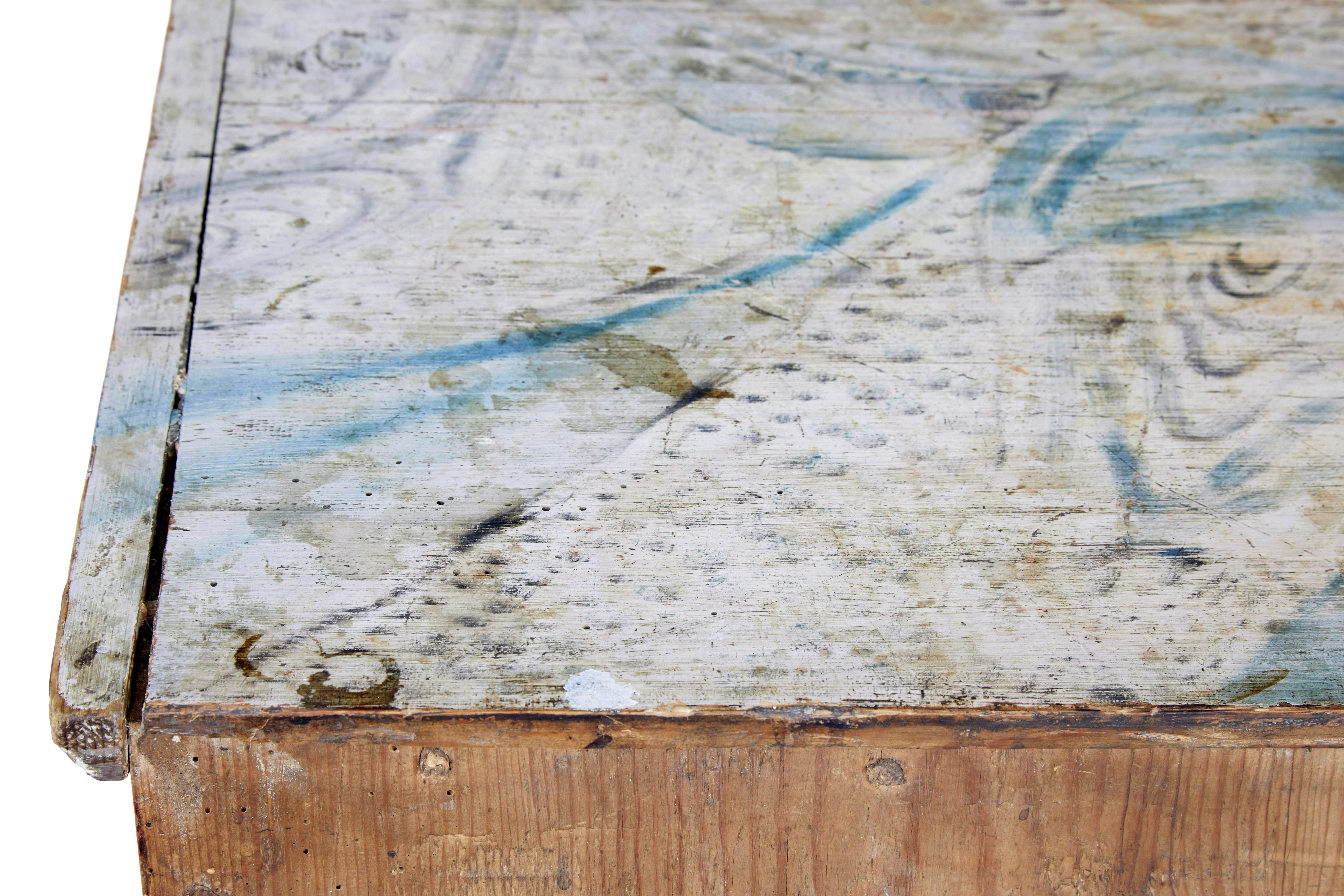 Arte popolare Cassettiera svedese del XIX secolo dipinta a mano in vendita