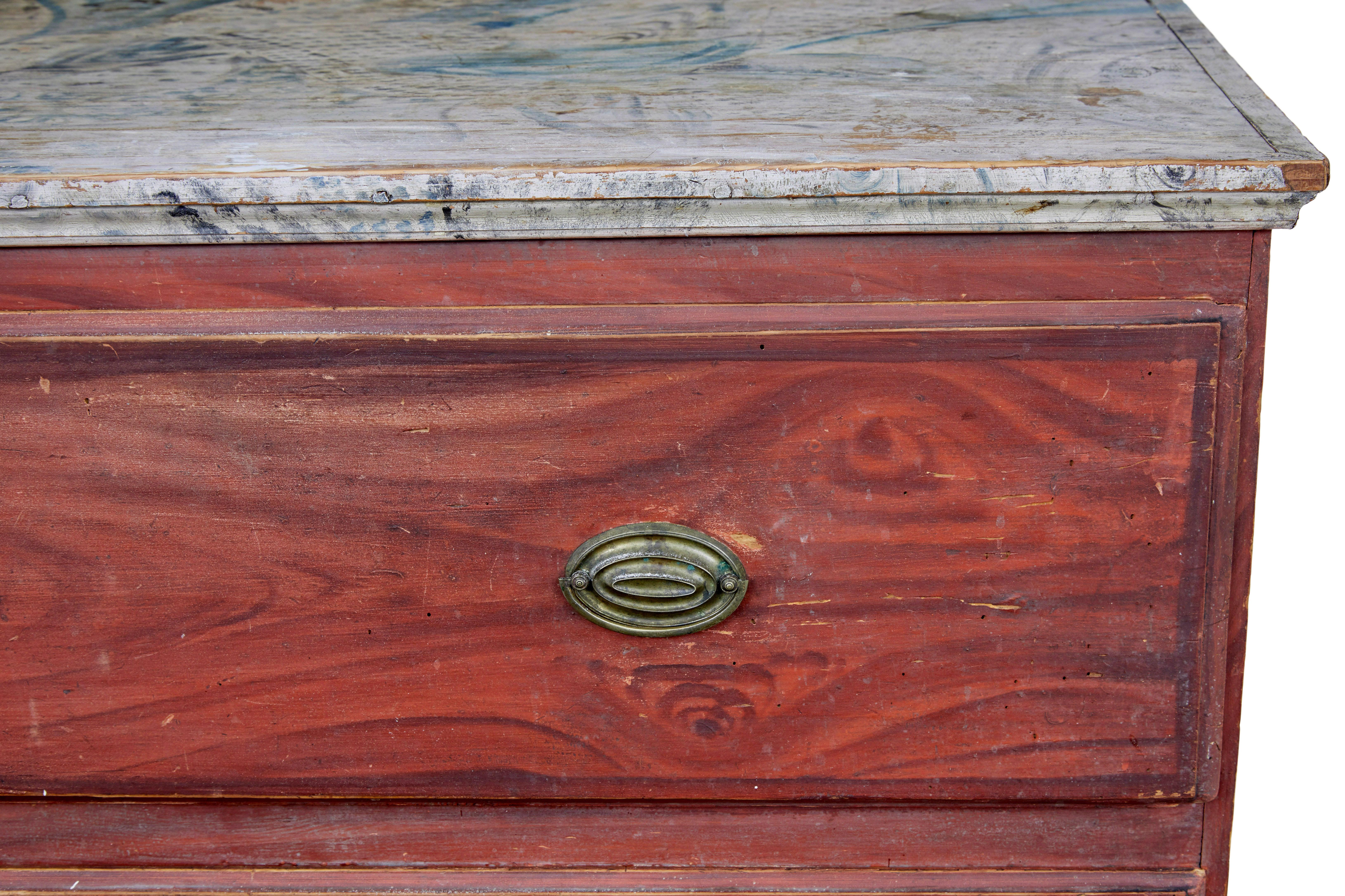 19th century hand painted Swedish chest of drawers In Good Condition For Sale In Debenham, Suffolk