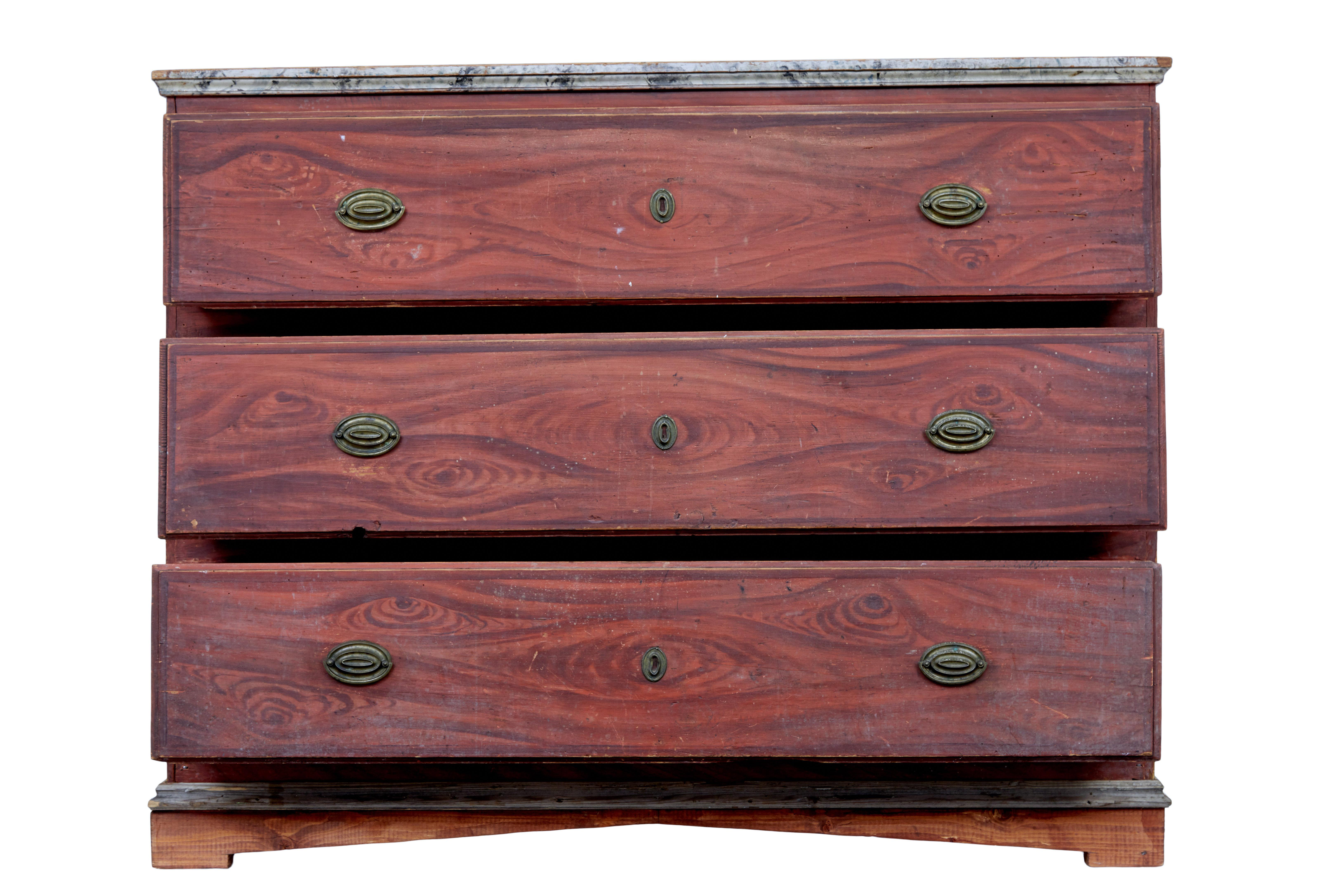 19th Century 19th century hand painted Swedish chest of drawers