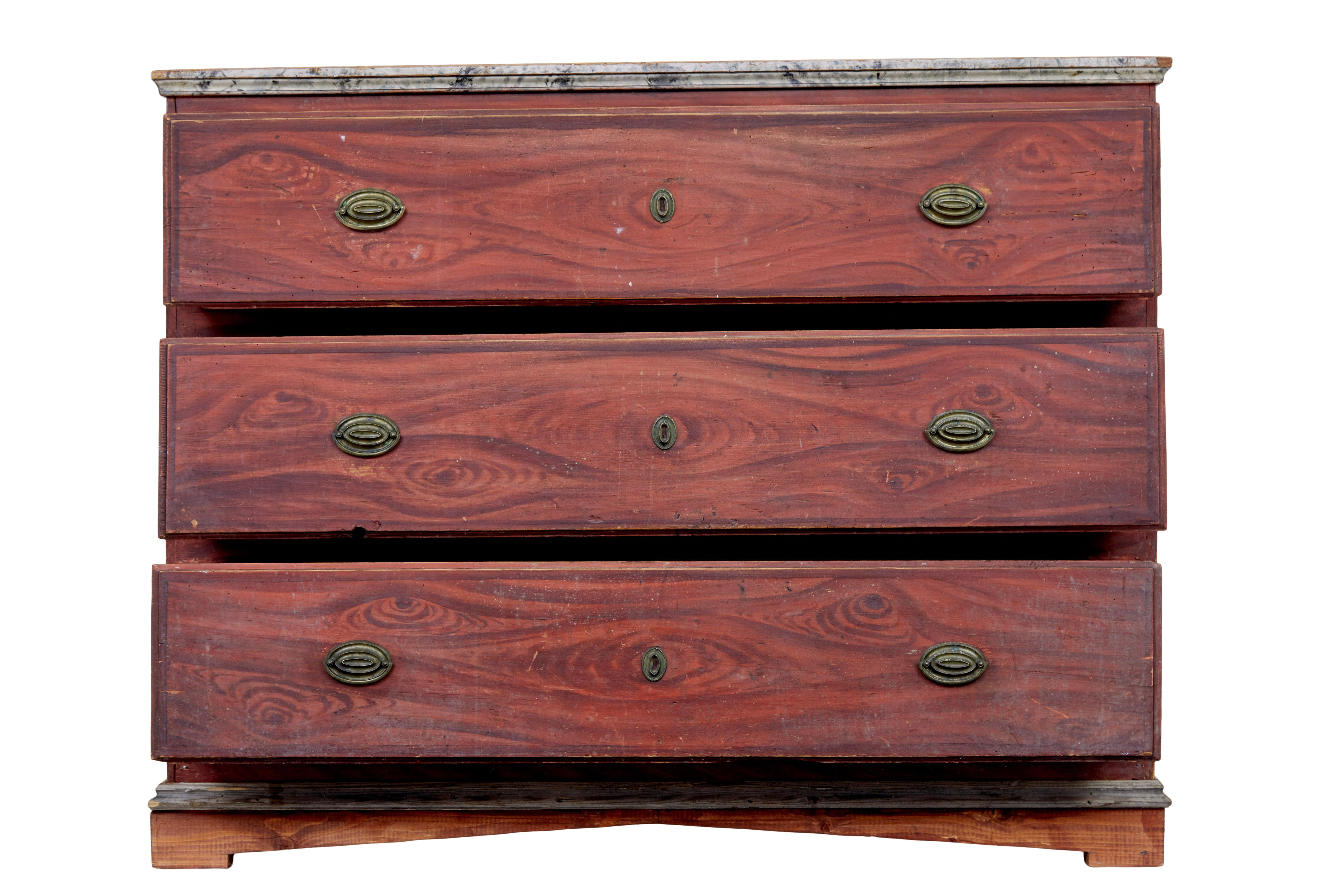 19th Century 19th century hand painted Swedish chest of drawers For Sale