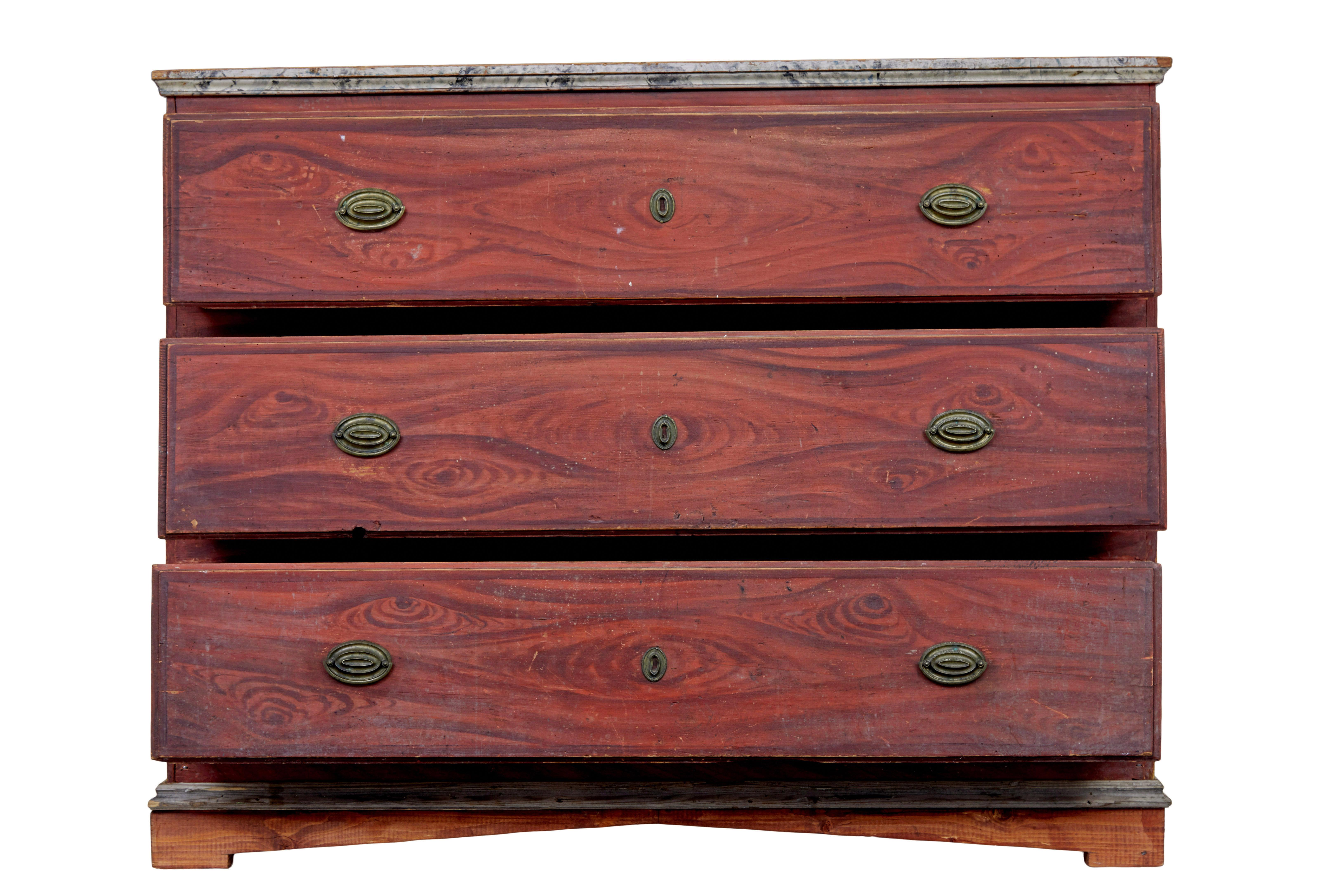 Cassettiera svedese del XIX secolo dipinta a mano In condizioni buone in vendita a Debenham, Suffolk