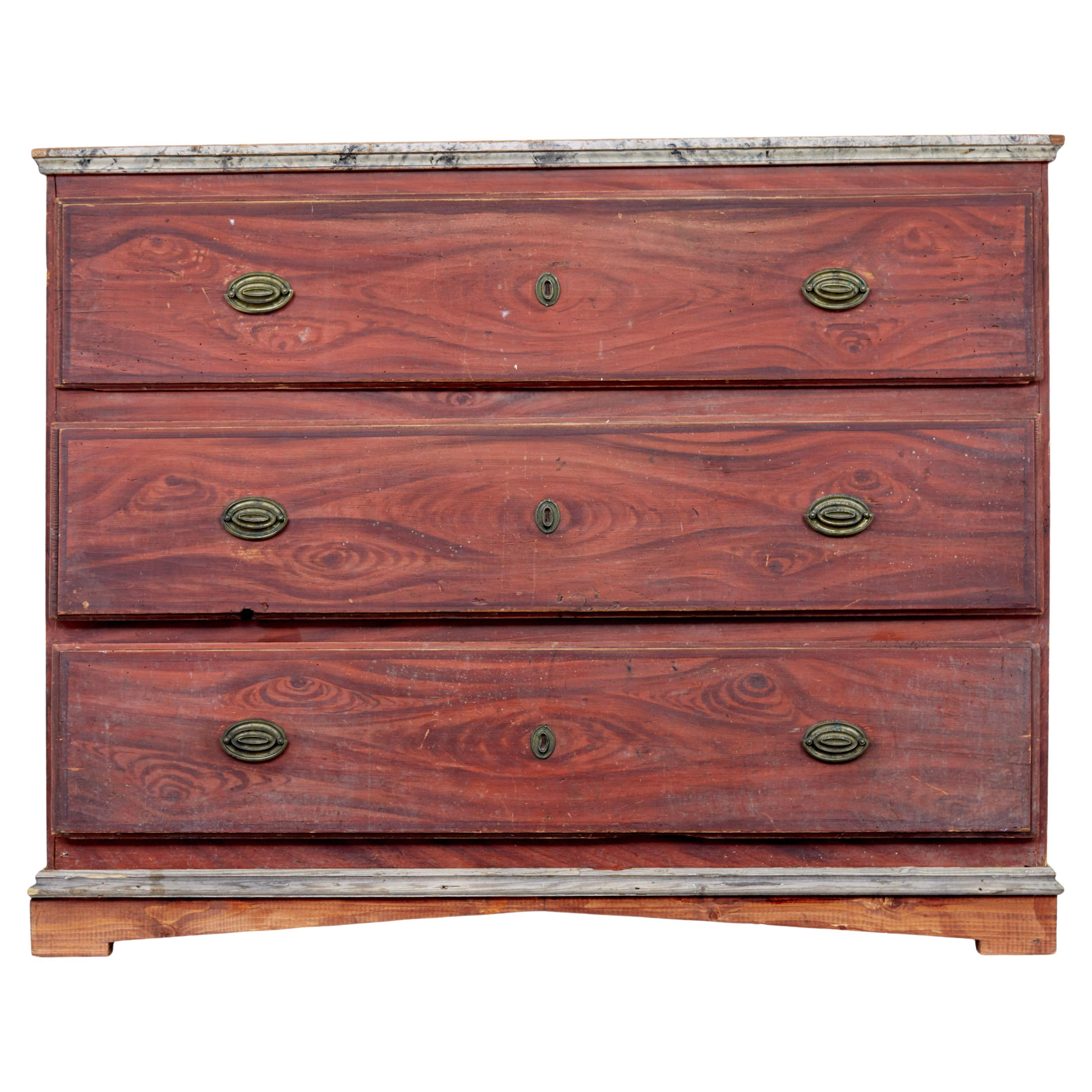 19th century hand painted Swedish chest of drawers For Sale