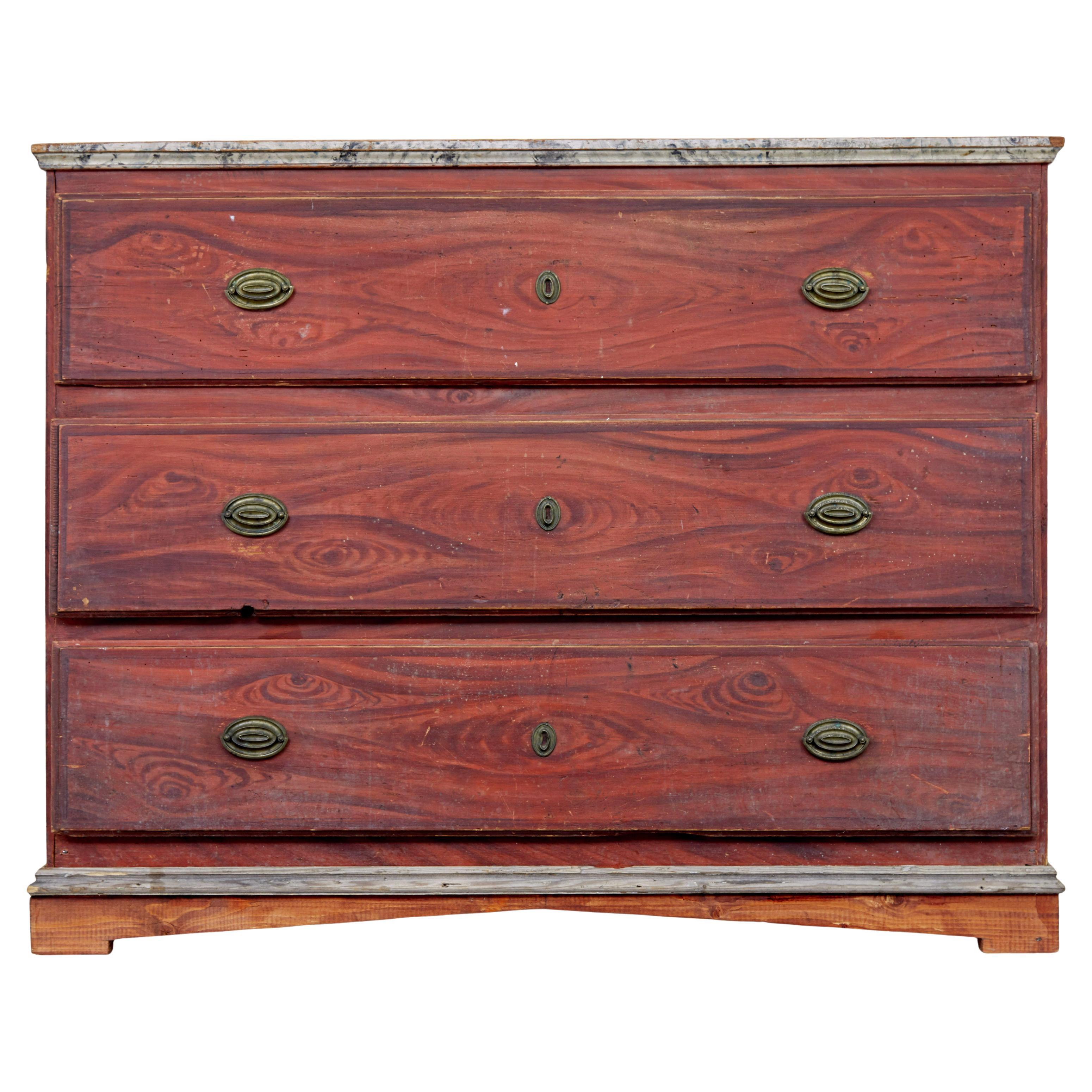 Cassettiera svedese del XIX secolo dipinta a mano