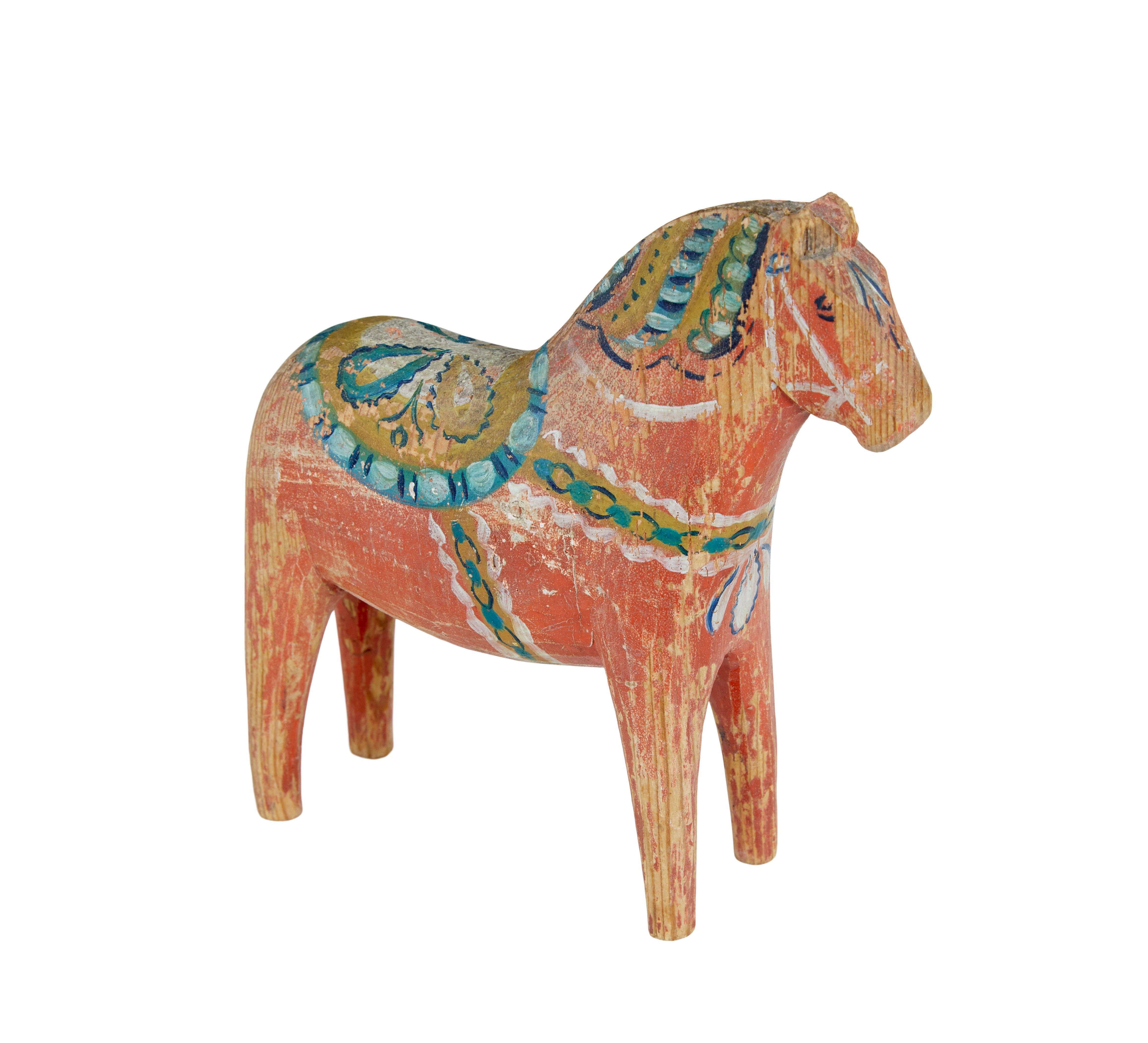 Folk Art 19th century hand painted Swedish Dala horse
