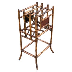 Antique 19th Century Hand Painted Tiger Bamboo Magazine Rack