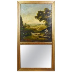 19th Century Hand-Painted Trumeau Mirror