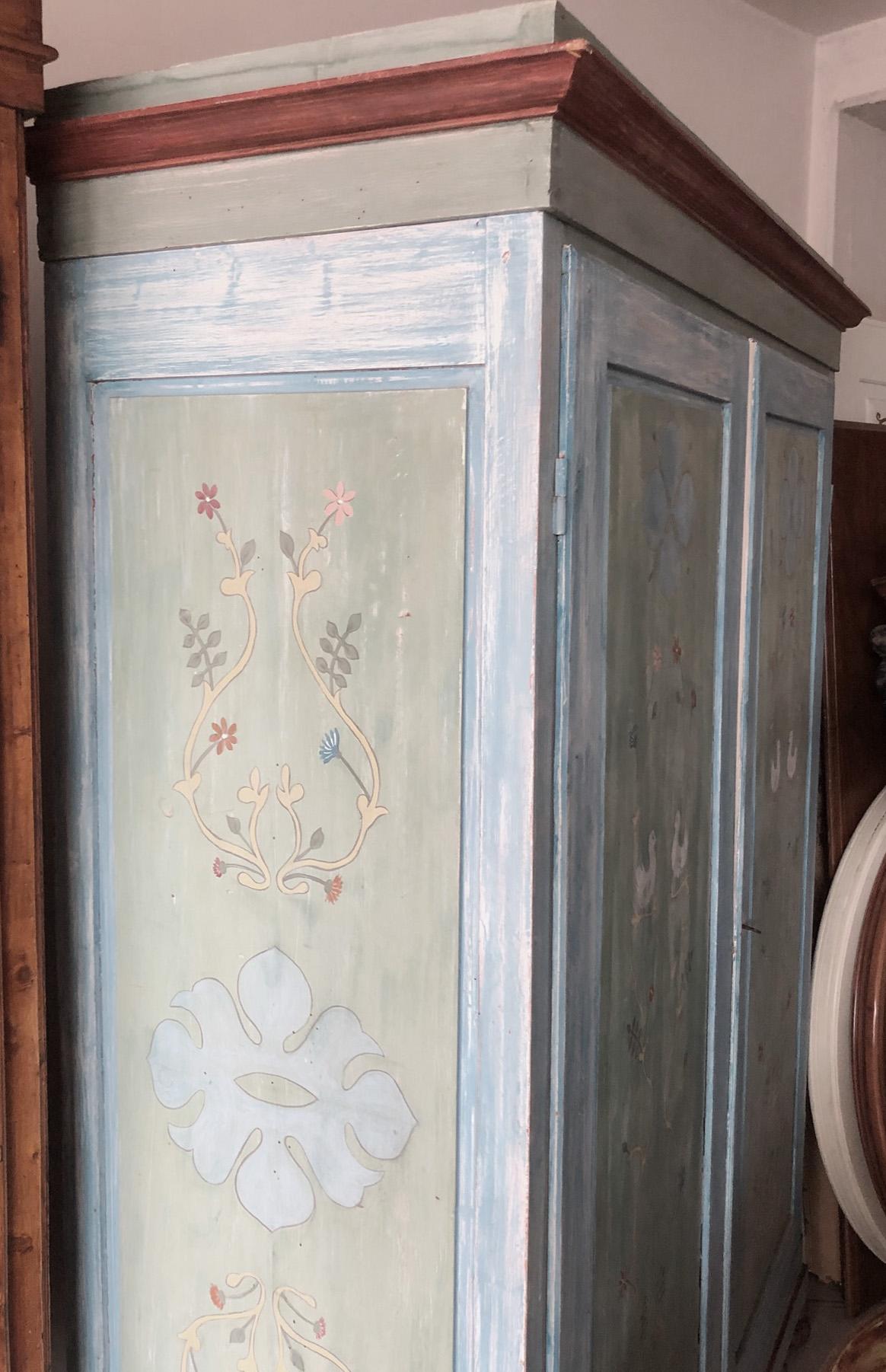 Country 19th Century Hand Painted Tuscan Wardrobe with Two Doors