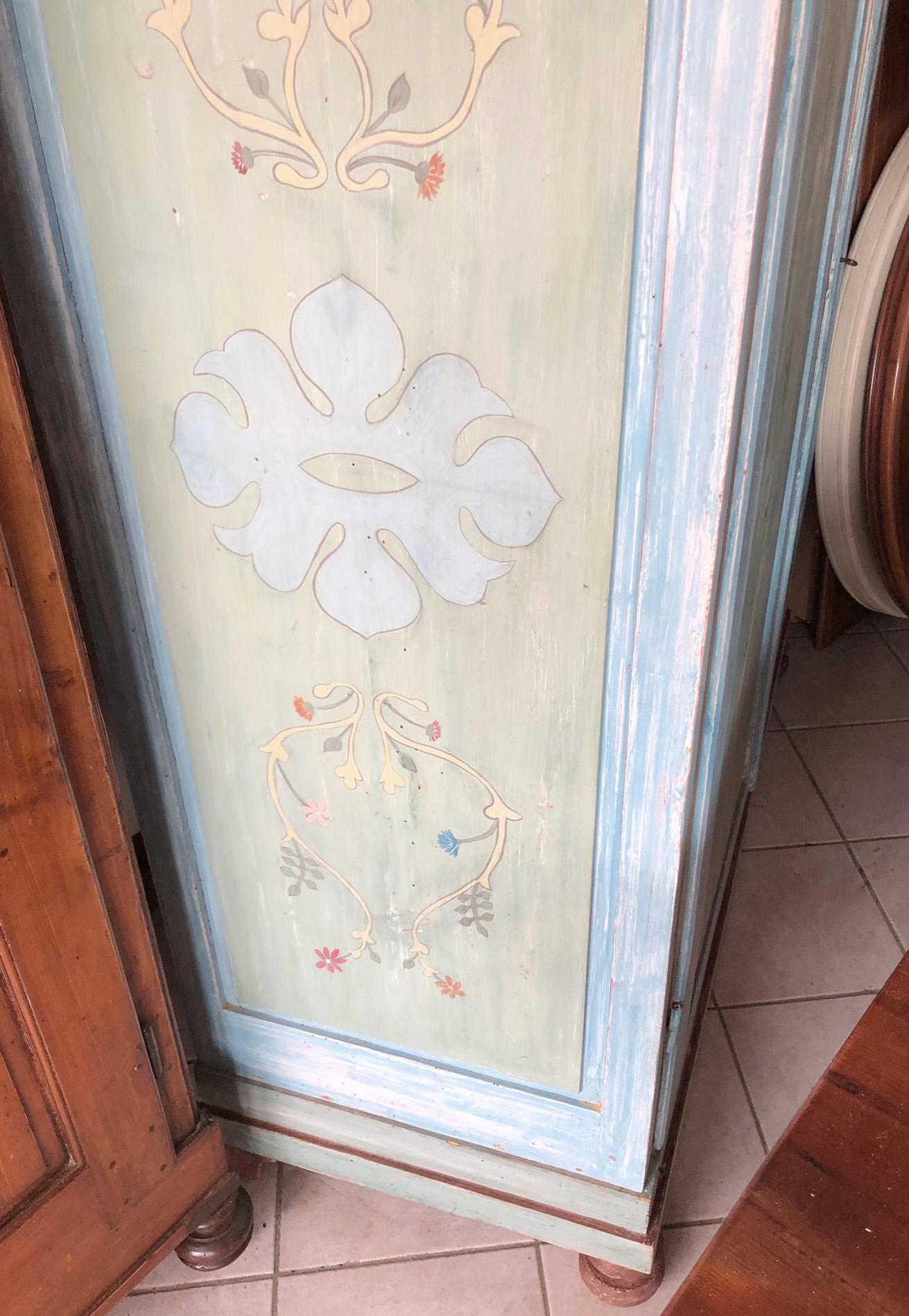 Italian 19th Century Hand Painted Tuscan Wardrobe with Two Doors