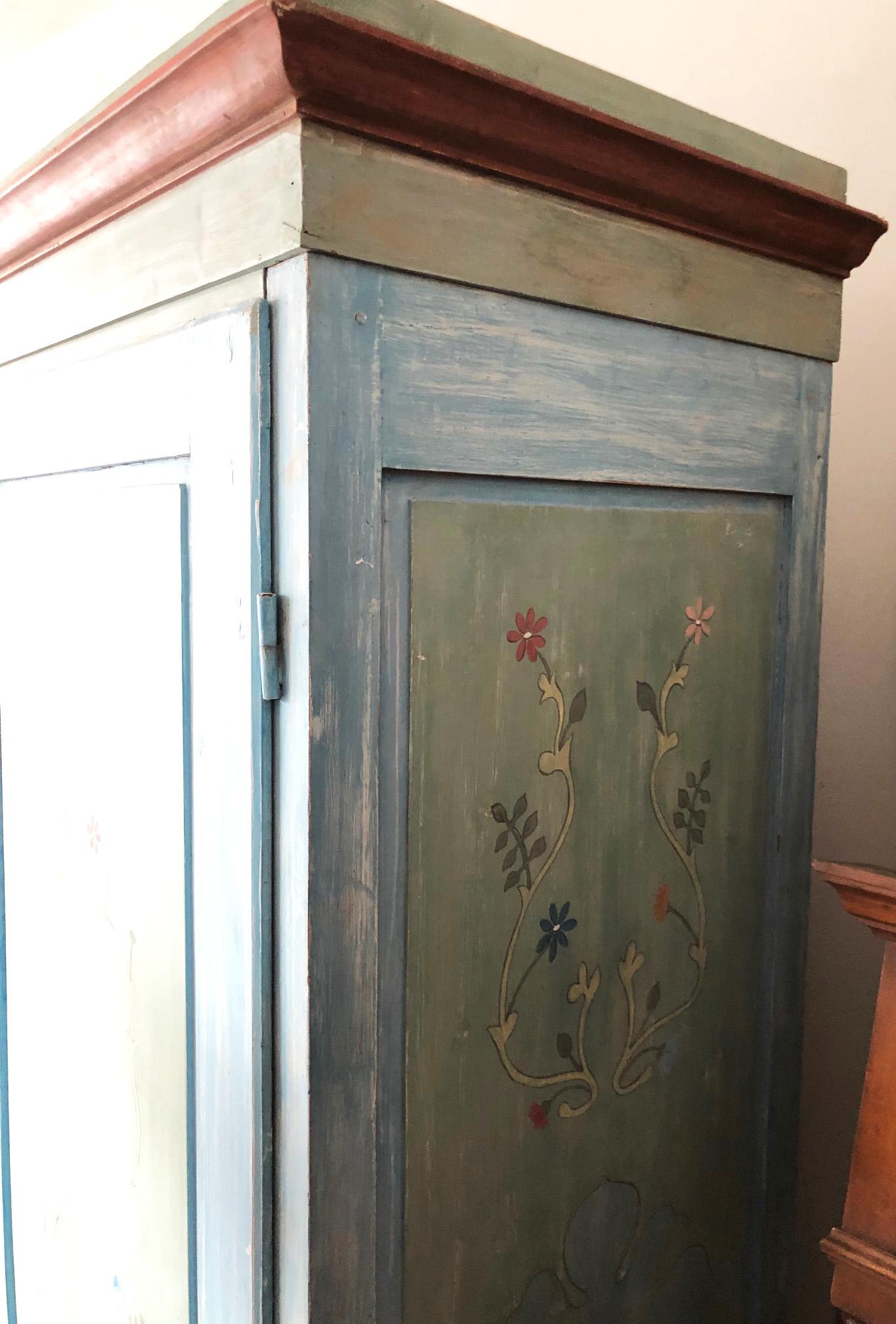 19th Century Hand Painted Tuscan Wardrobe with Two Doors 2