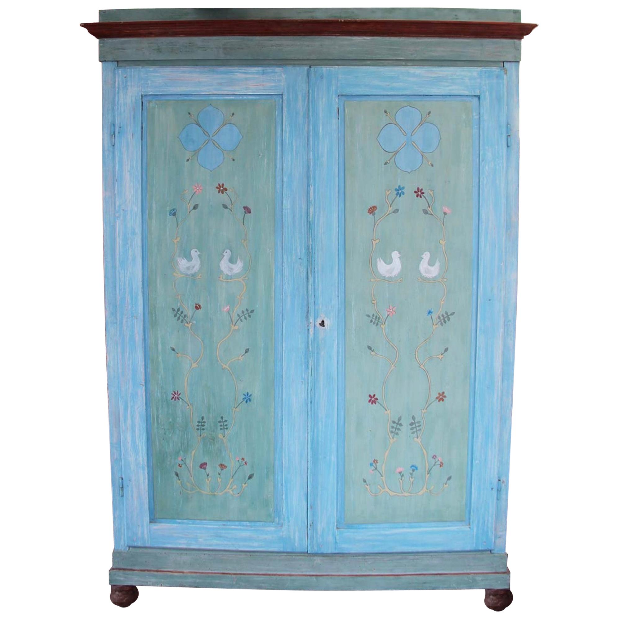 19th Century Hand Painted Tuscan Wardrobe with Two Doors