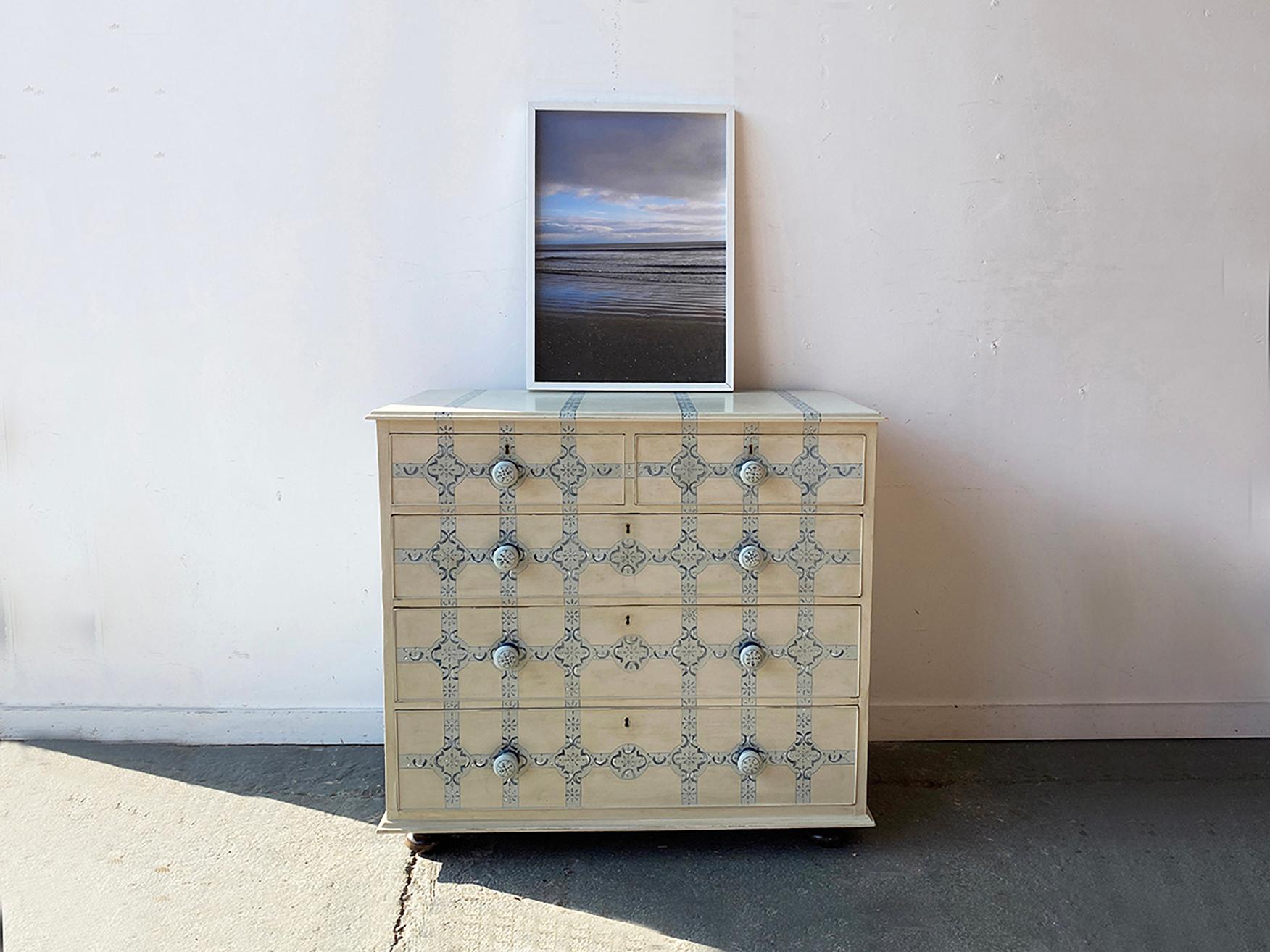19th Century 19th century hand painted two over three chest of drawers For Sale