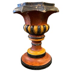 Antique 19th Century Hand Painted Wood Sicilian Vase