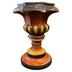 Vase sicilien en bois peint à la main du 19ème siècle