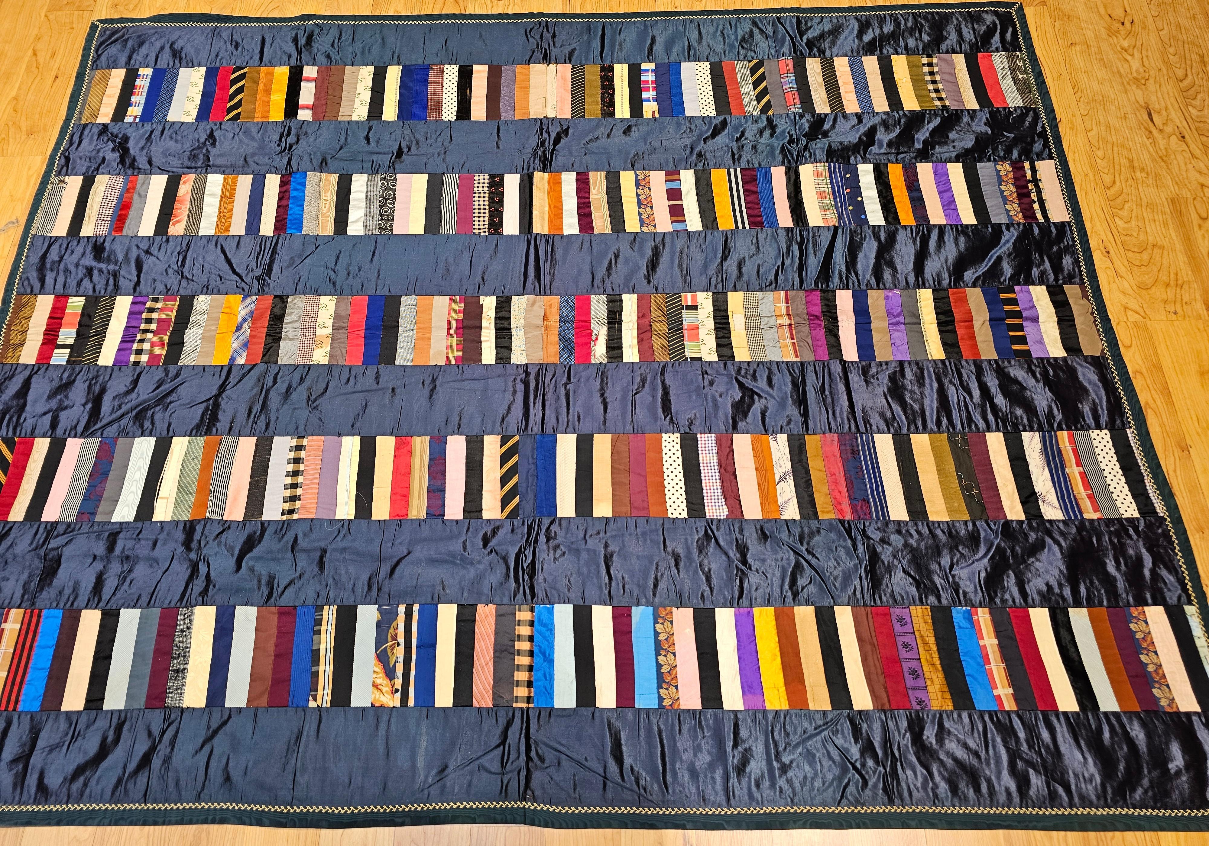 19th Century Hand Stitched American Silk Quilt For Sale 5
