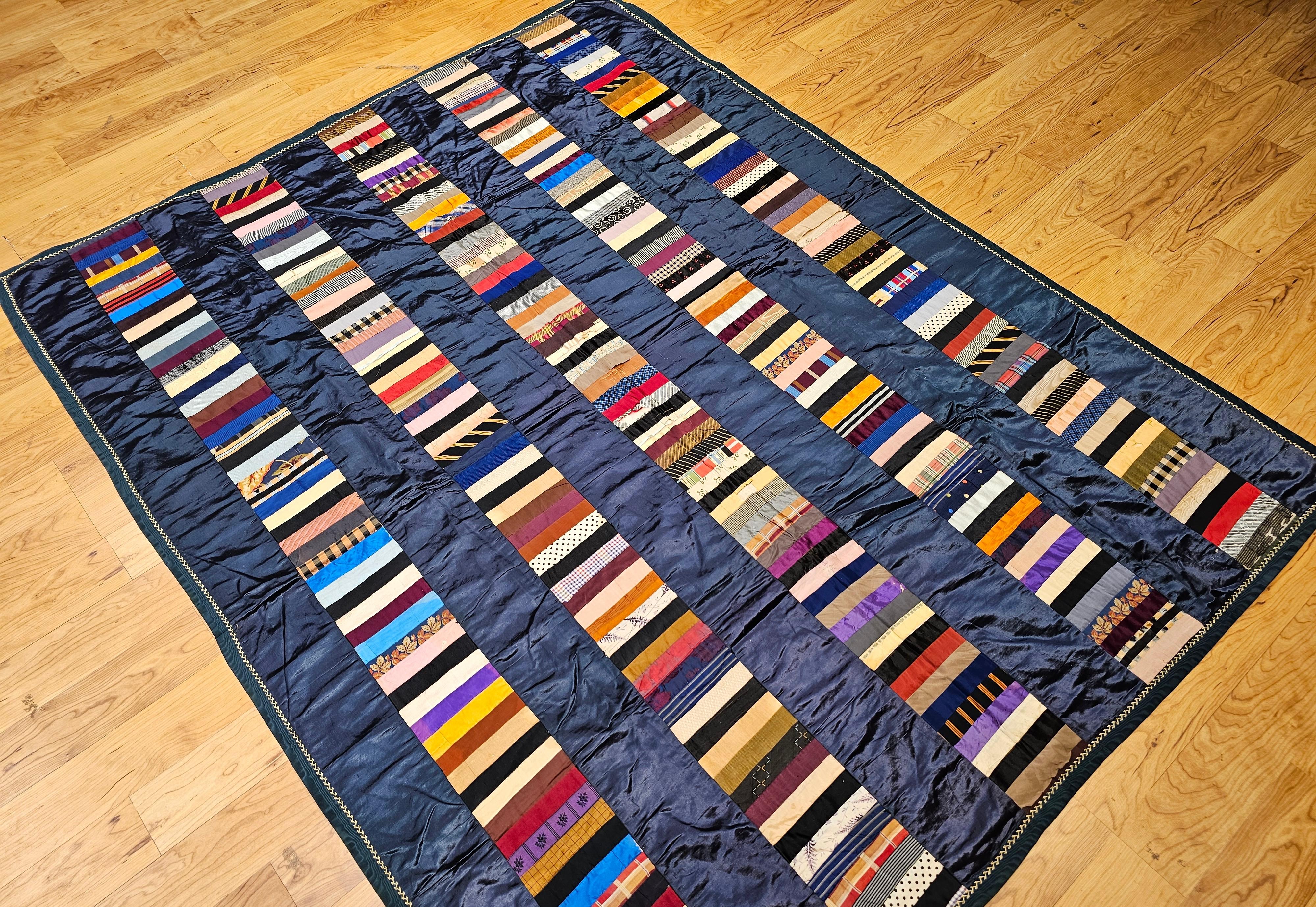 19th Century Hand Stitched American Silk Quilt For Sale 7
