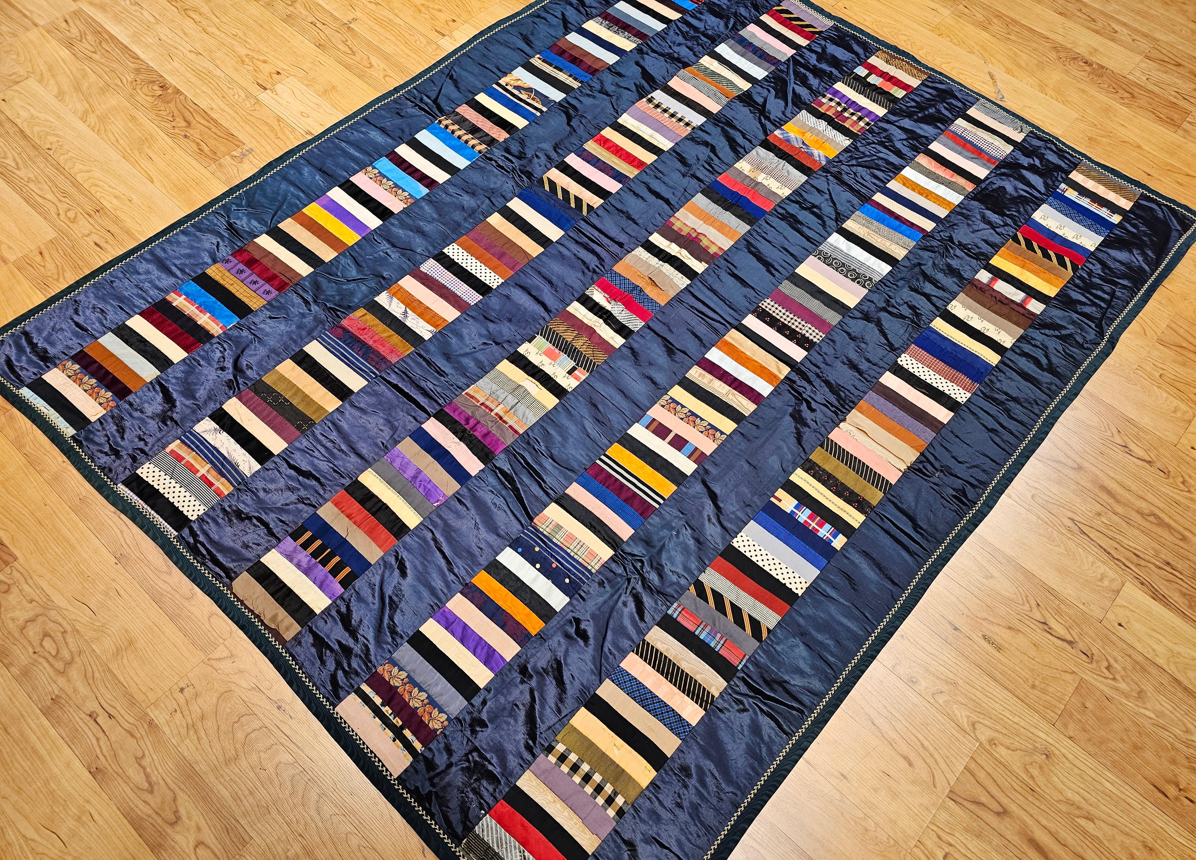 19th Century Hand Stitched American Silk Quilt For Sale 8
