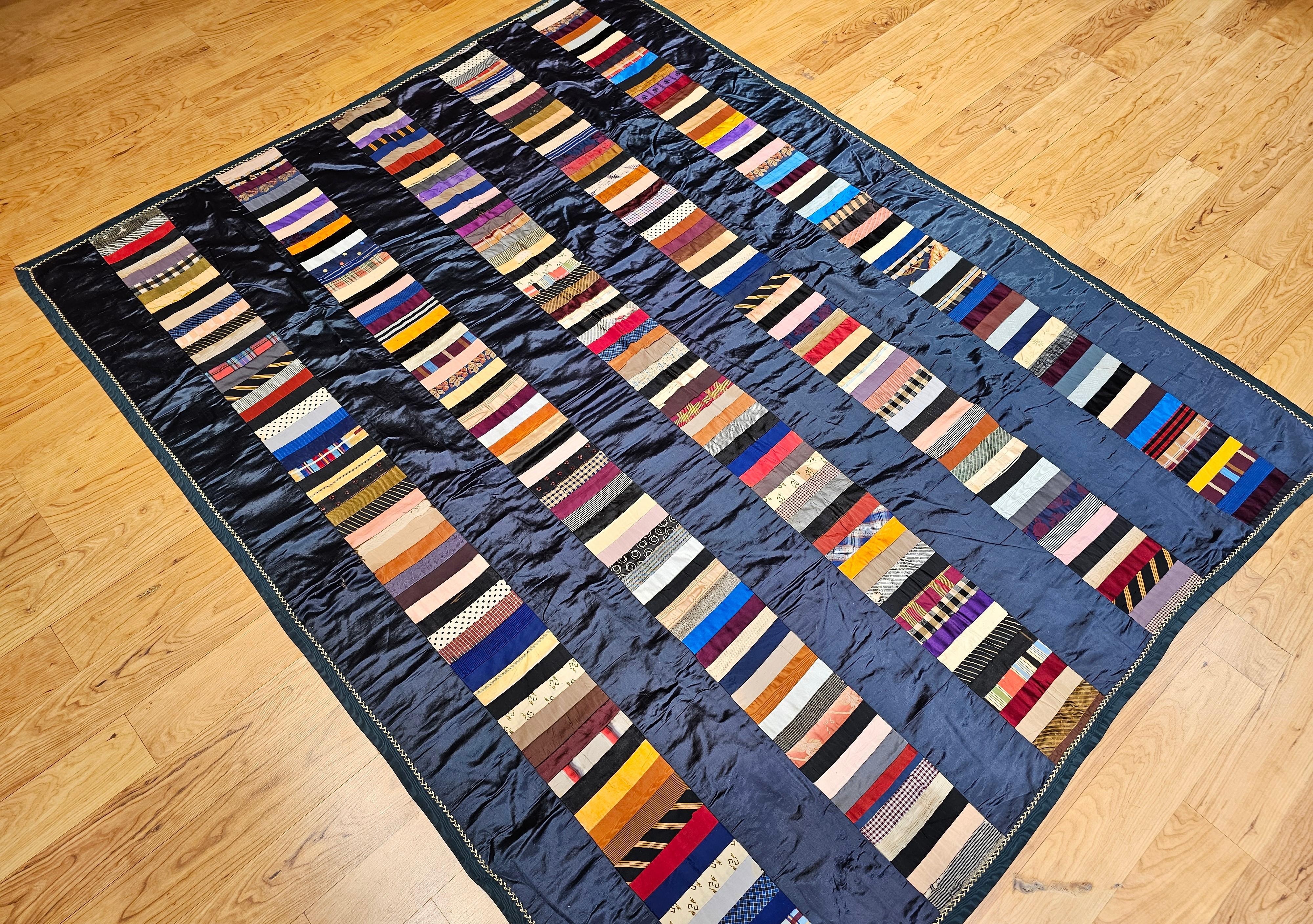 19th Century Hand Stitched American Silk Quilt For Sale 9