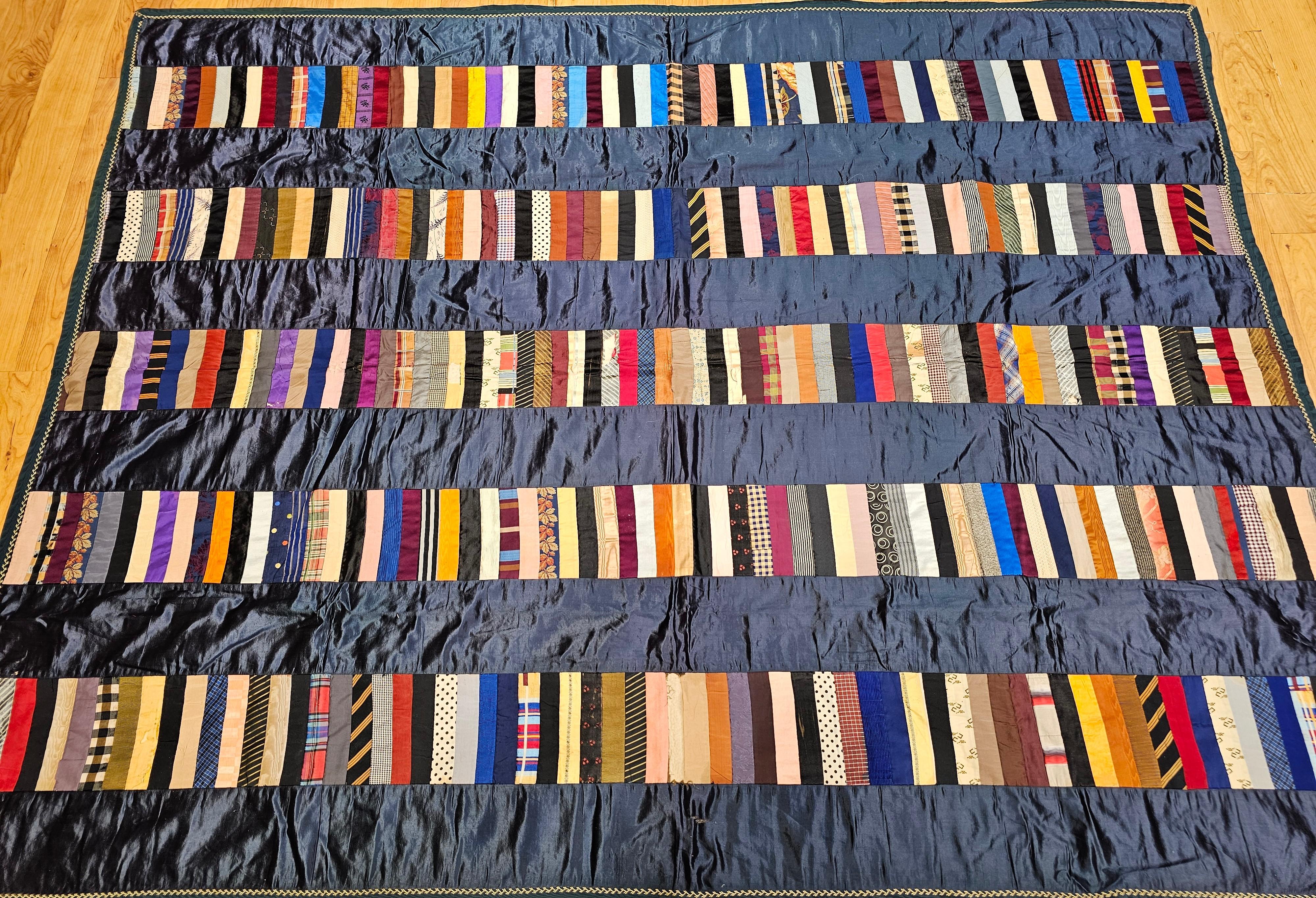 19th Century Hand Stitched American Silk Quilt For Sale 10