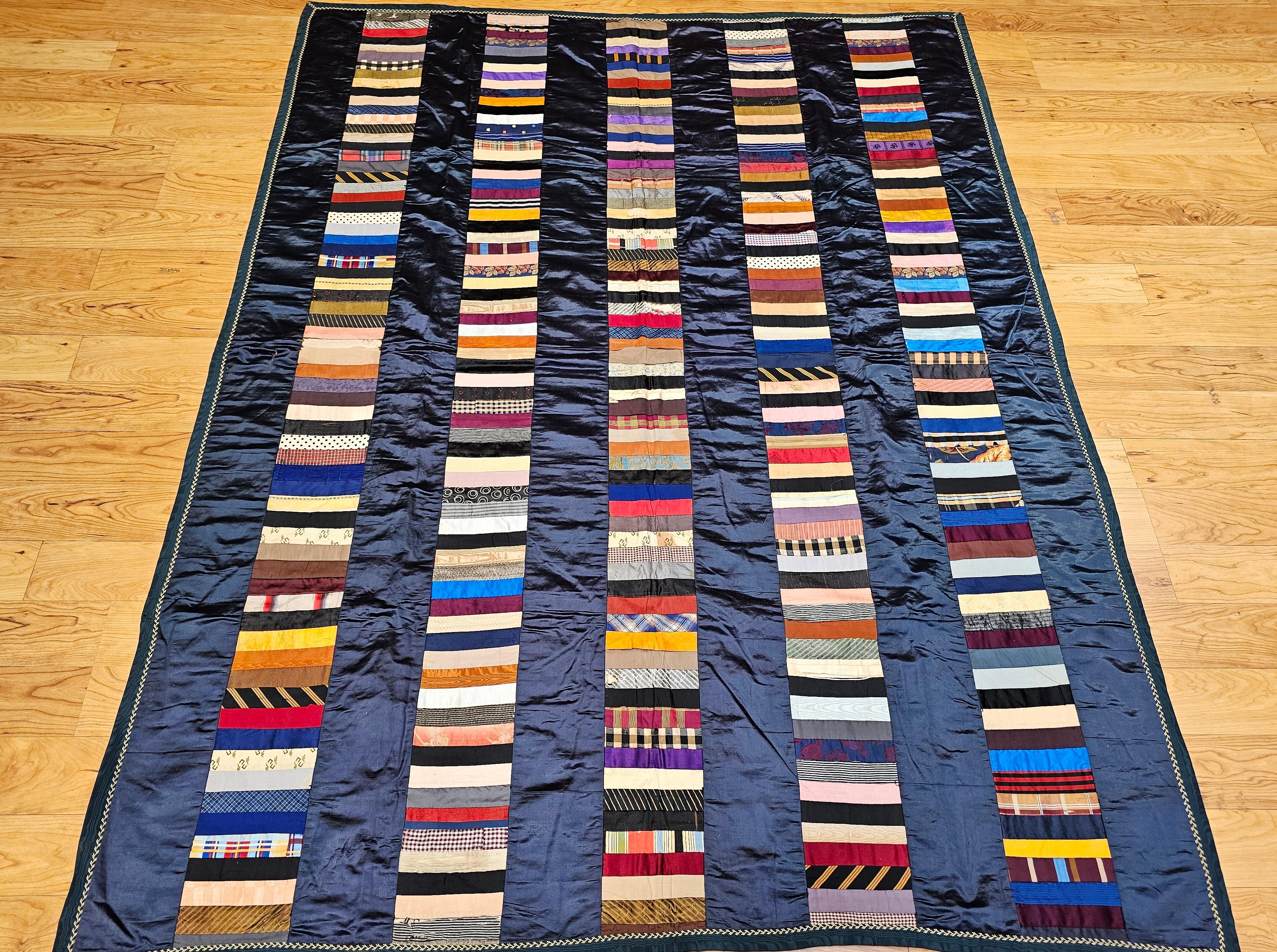 19th Century Hand Stitched American Silk Quilt For Sale 11