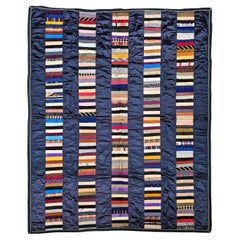 Vintage 19th Century Hand Stitched American Silk Quilt