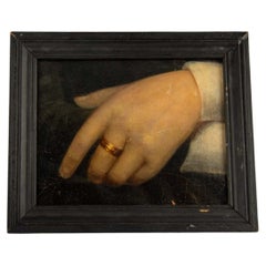 19th-Century Hand Study Fragment in an Ebonized Frame