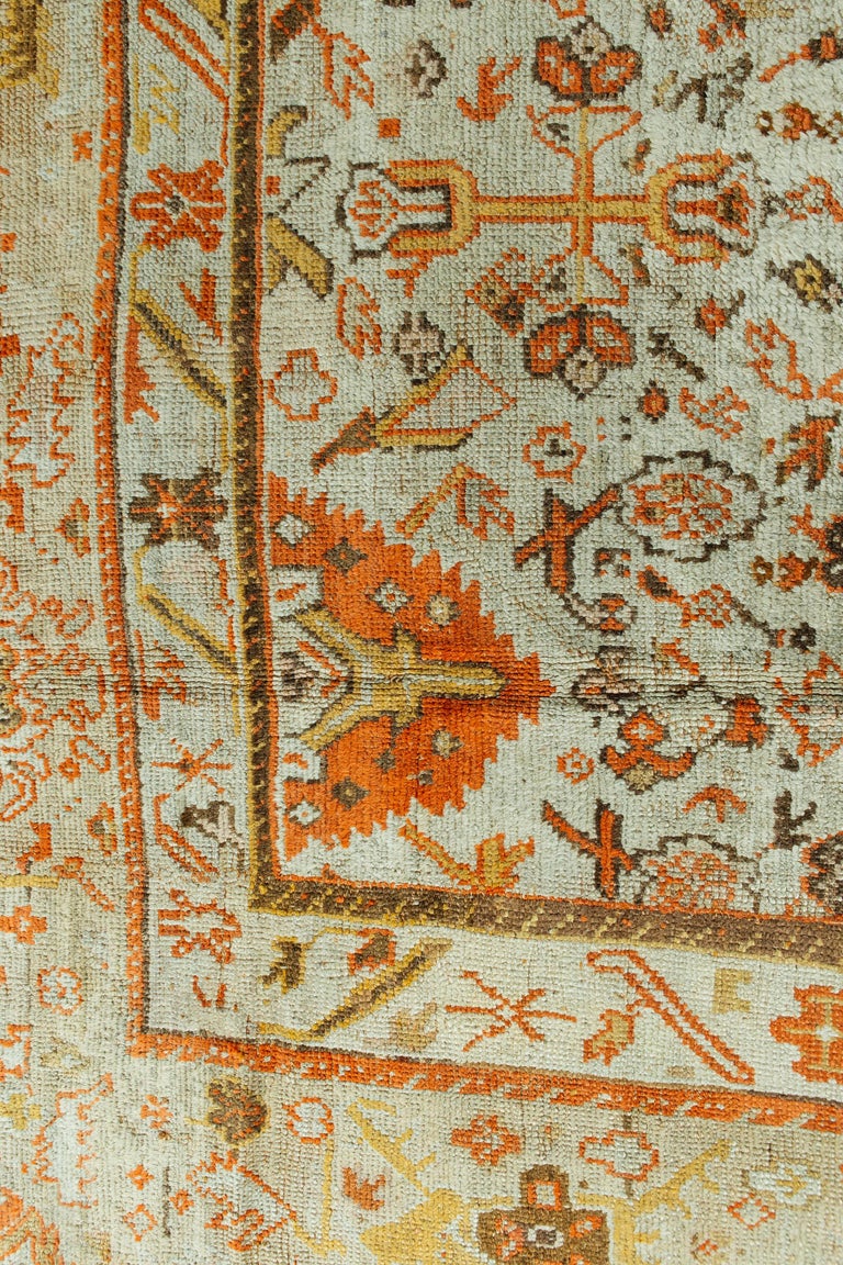 19th Century Handwoven Antique Turkish Oushak Rug For Sale at 1stDibs
