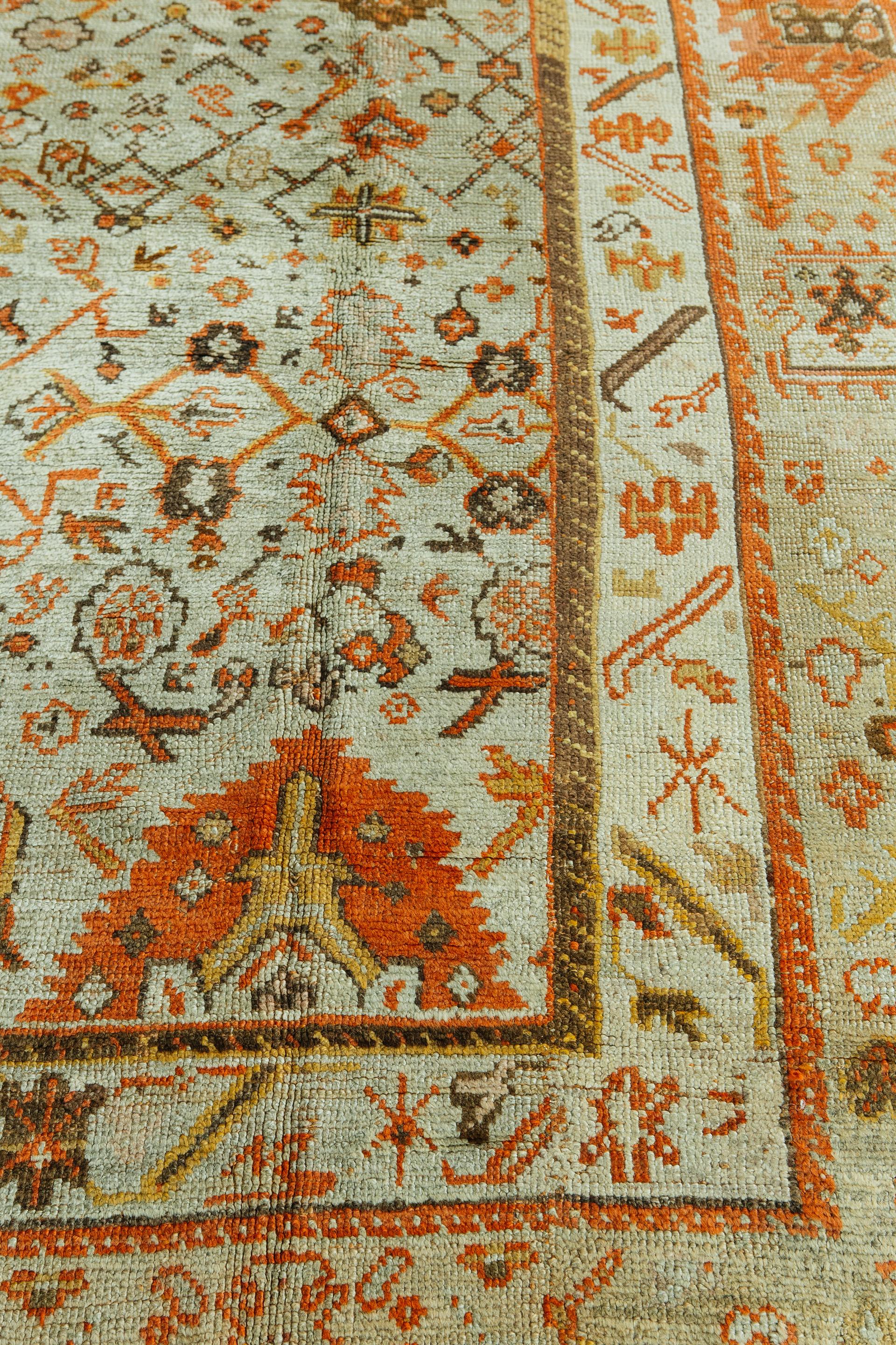 19th Century Handwoven Antique Turkish Oushak Rug  For Sale 1