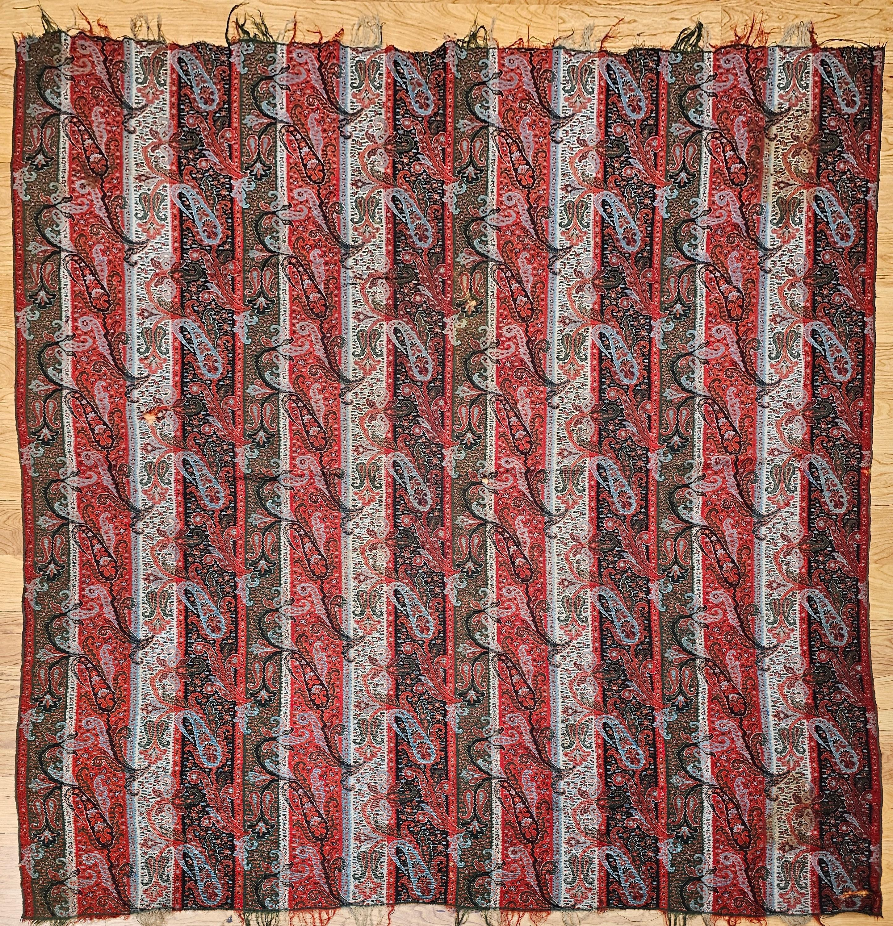 19th Century Hand-Woven Paisley Shawl For Sale 5
