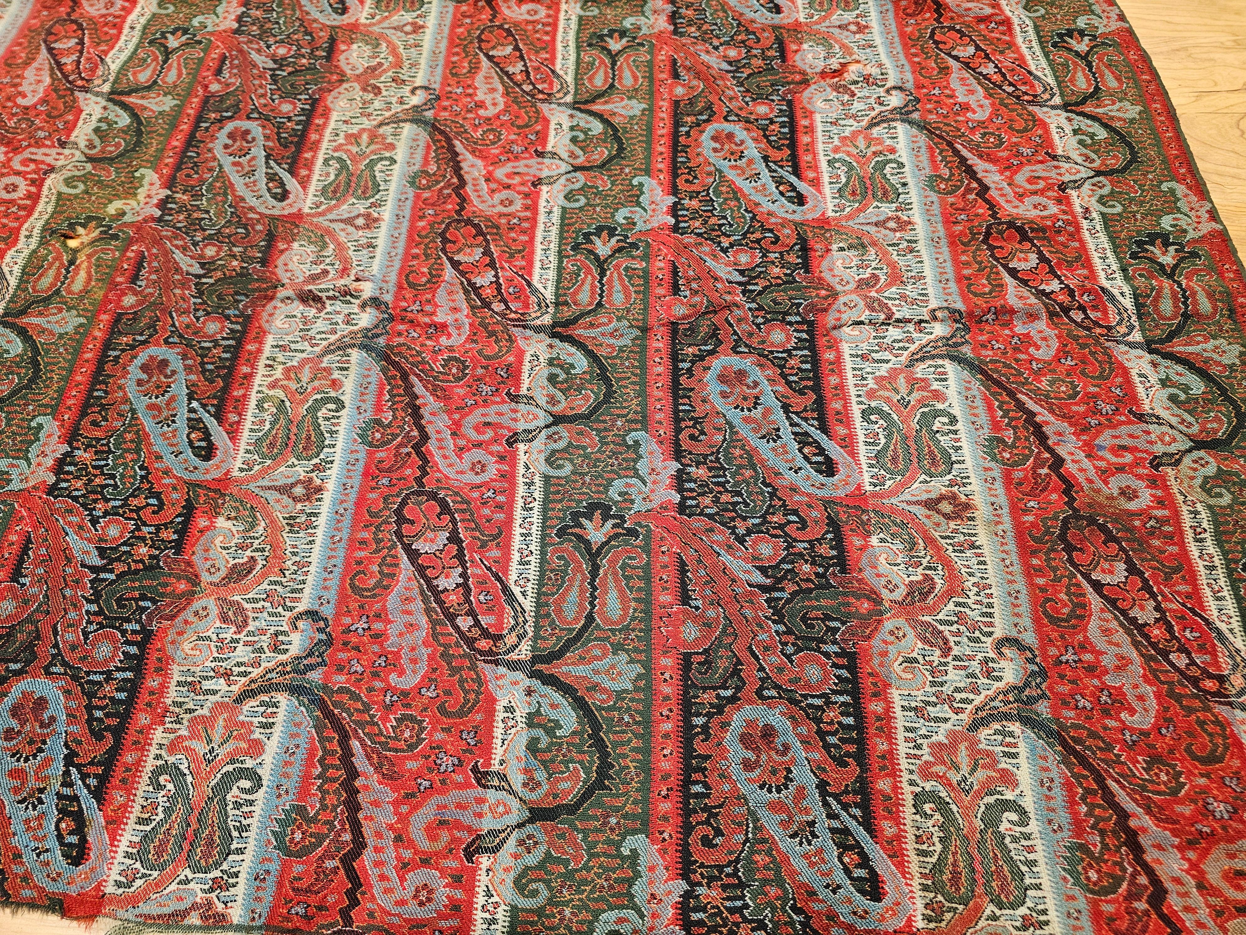 Indian 19th Century Hand-Woven Paisley Shawl For Sale