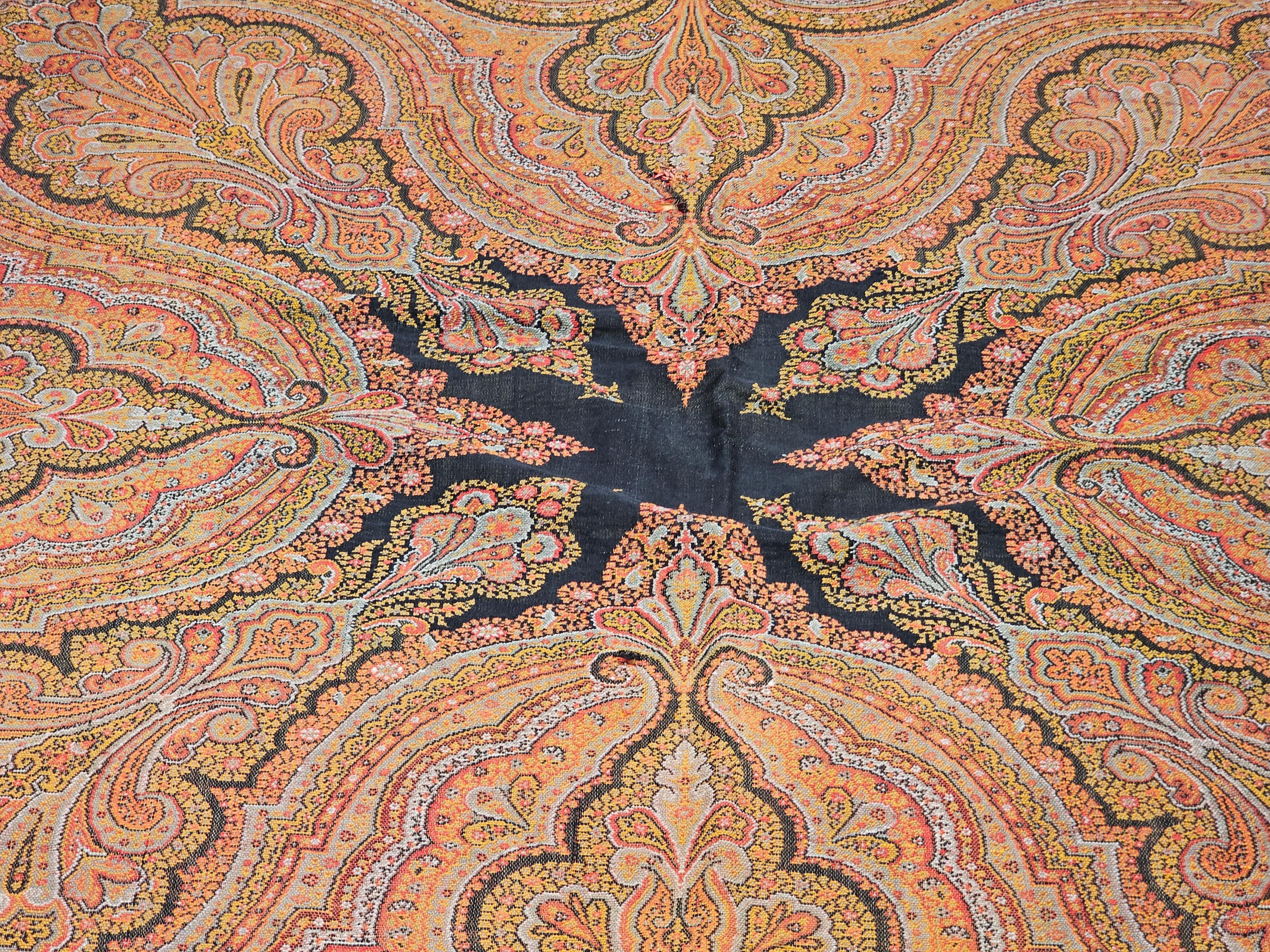 Hand-Crafted 19th Century Hand-Woven Kashmiri Paisley 