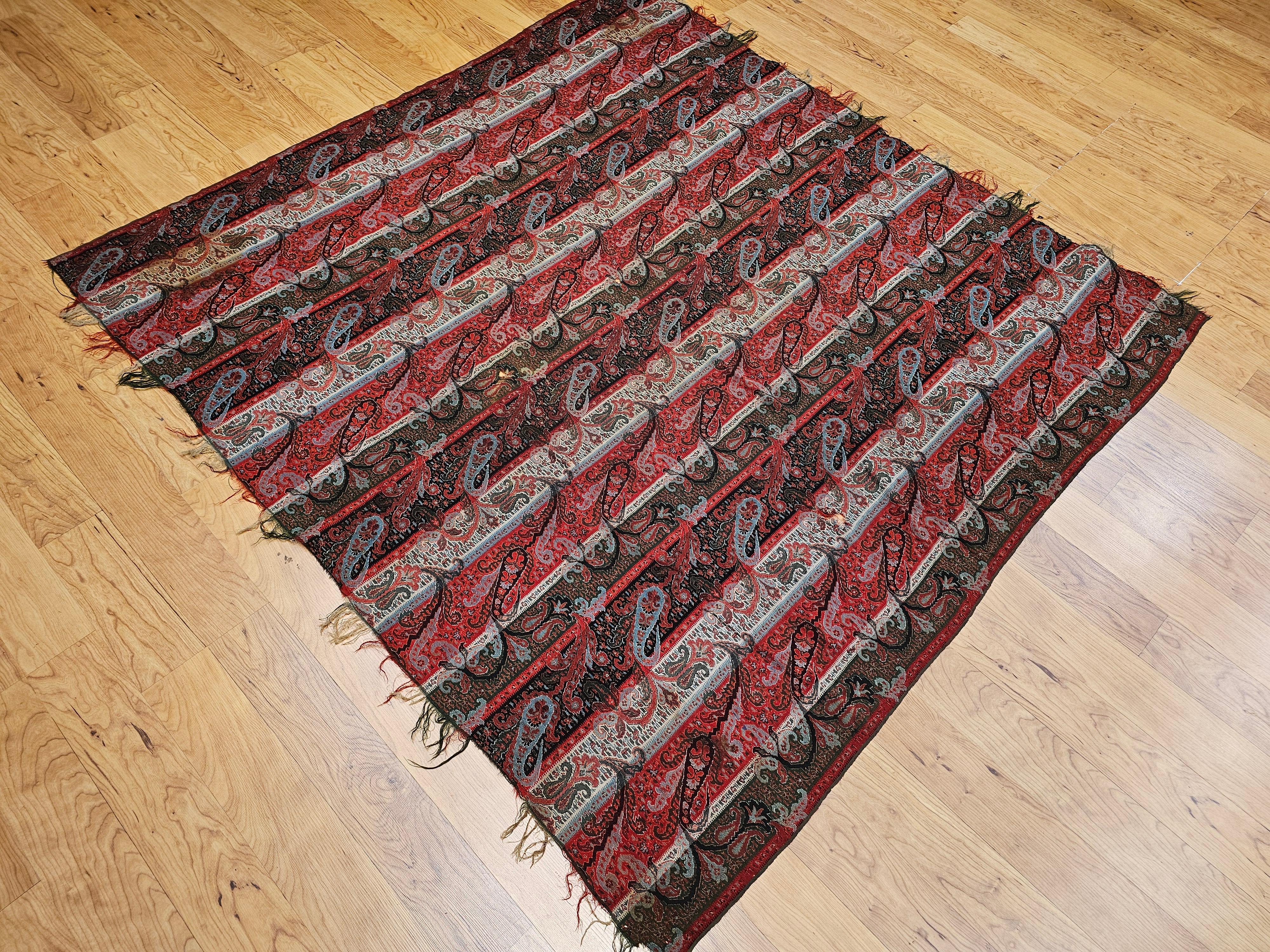 19th Century Hand-Woven Paisley Shawl For Sale 2