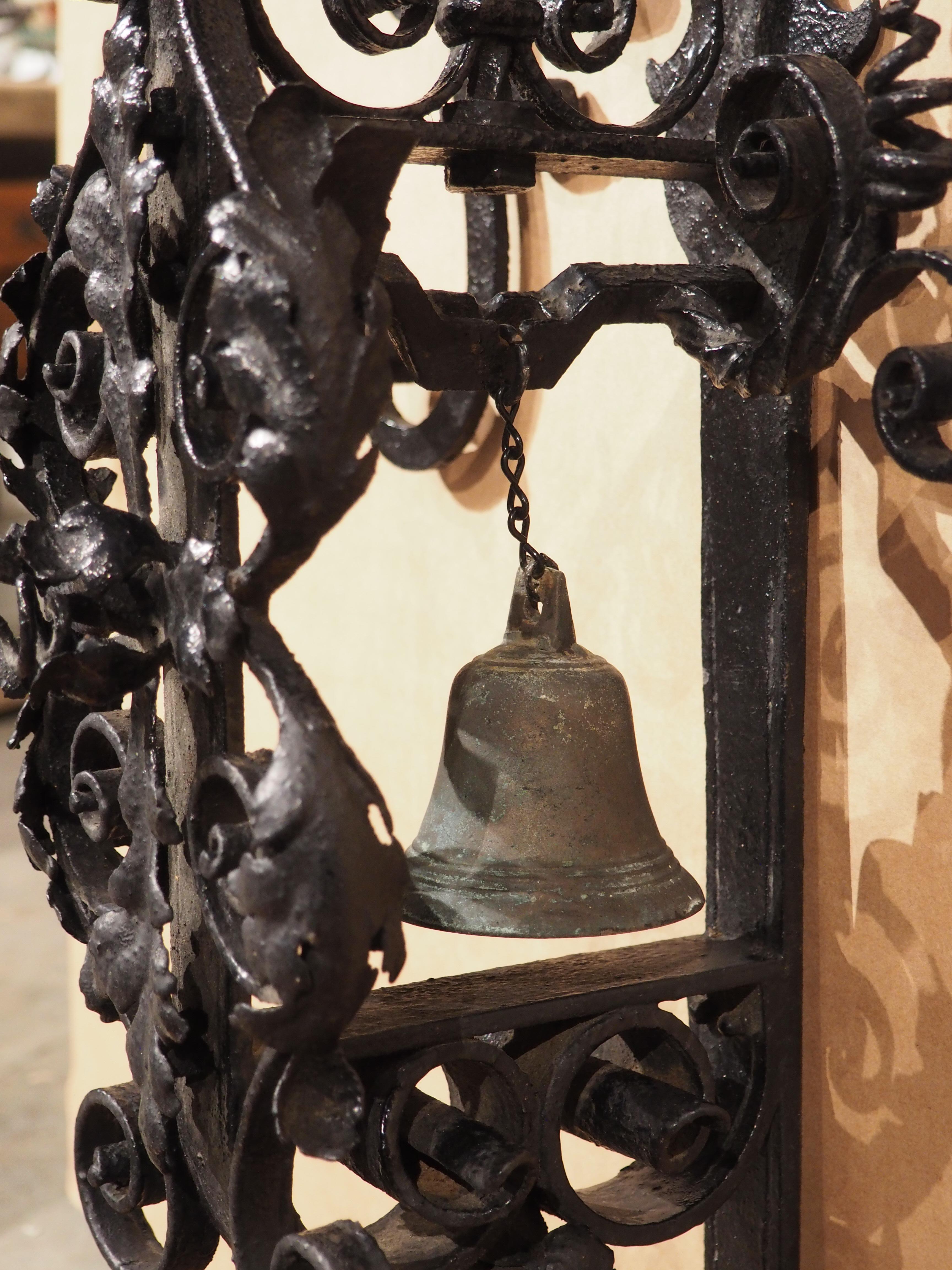 19th Century Hand Wrought and Painted Iron Wall Bell from France 4
