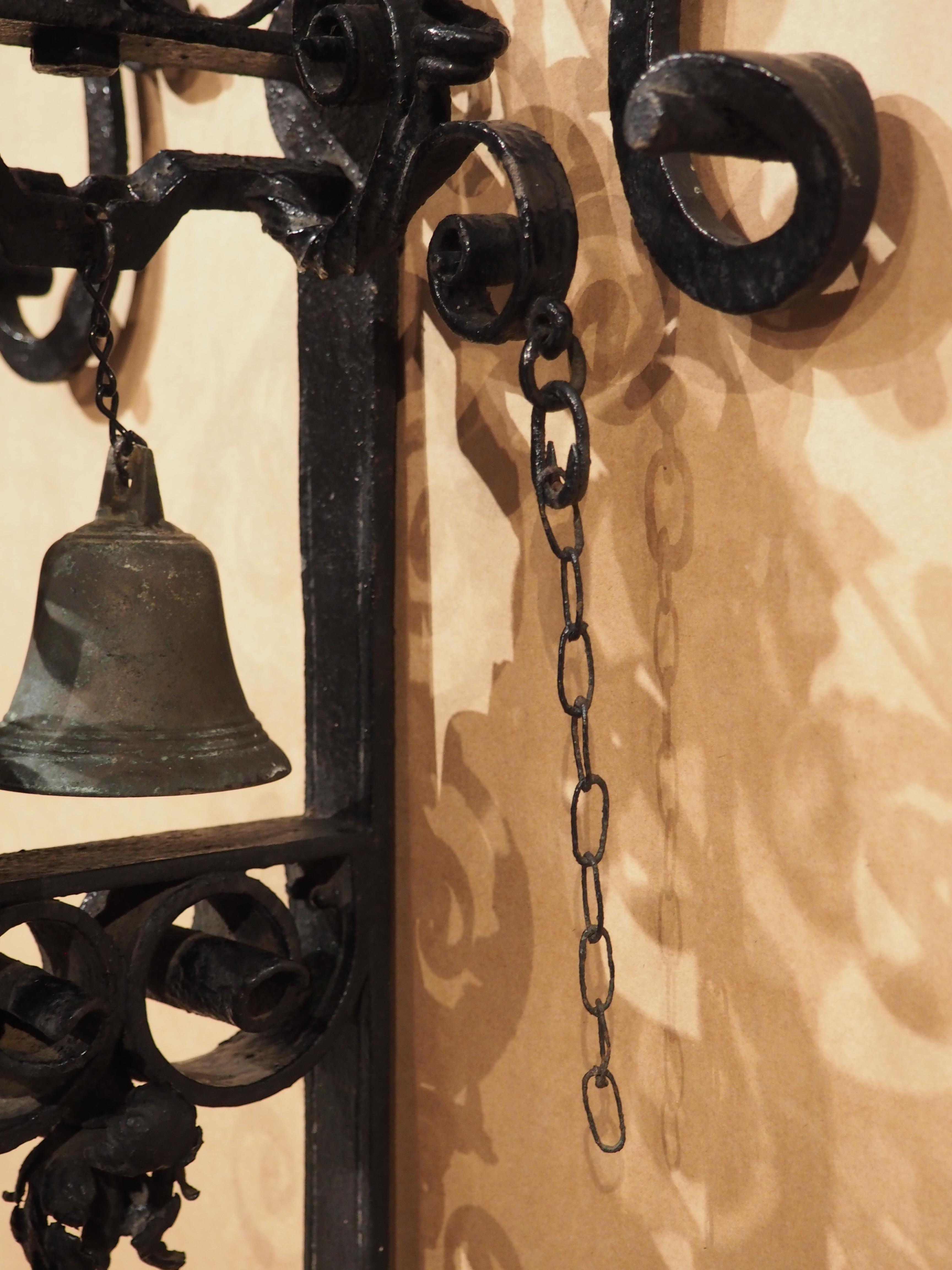 19th Century Hand Wrought and Painted Iron Wall Bell from France 5