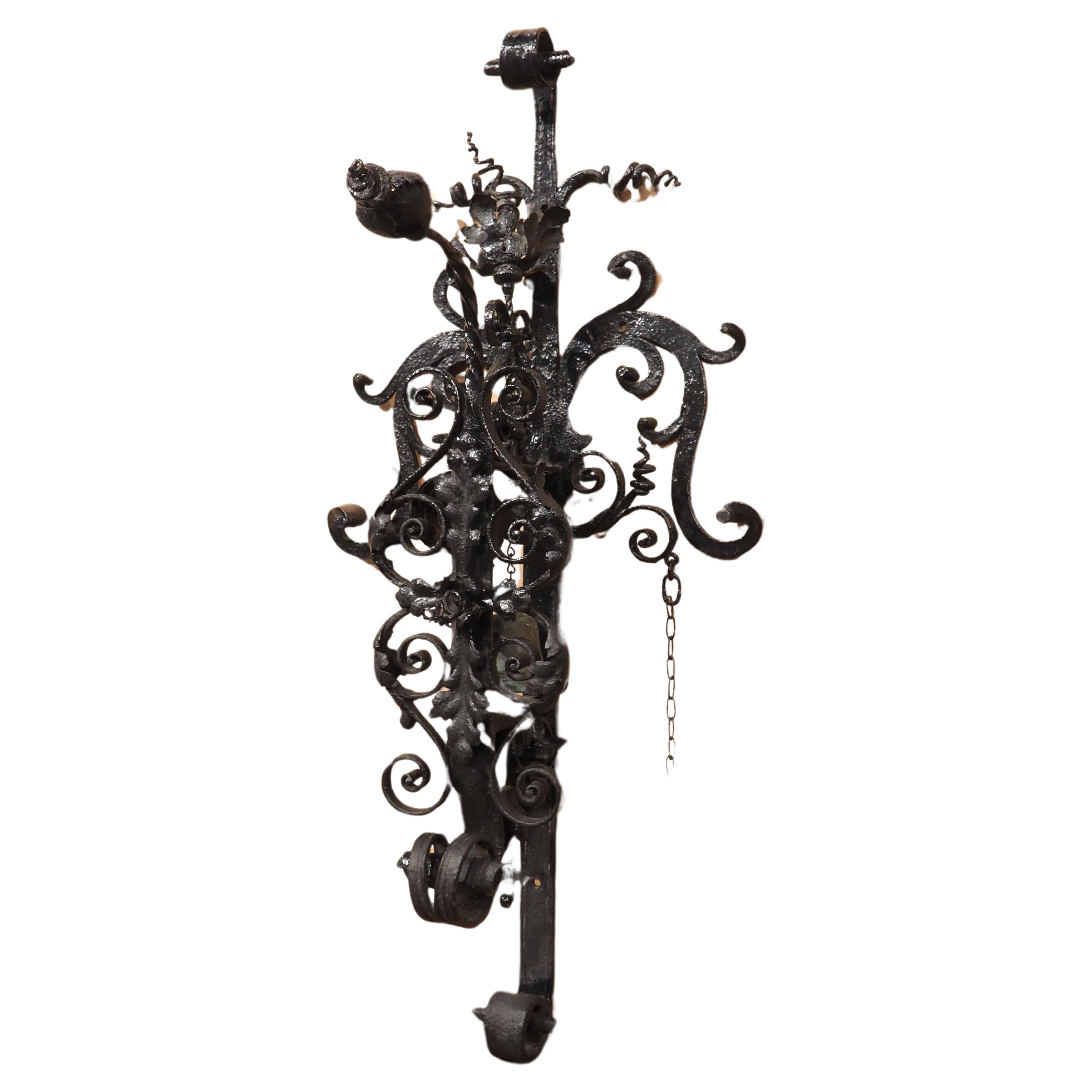 19th Century Hand Wrought and Painted Iron Wall Bell from France